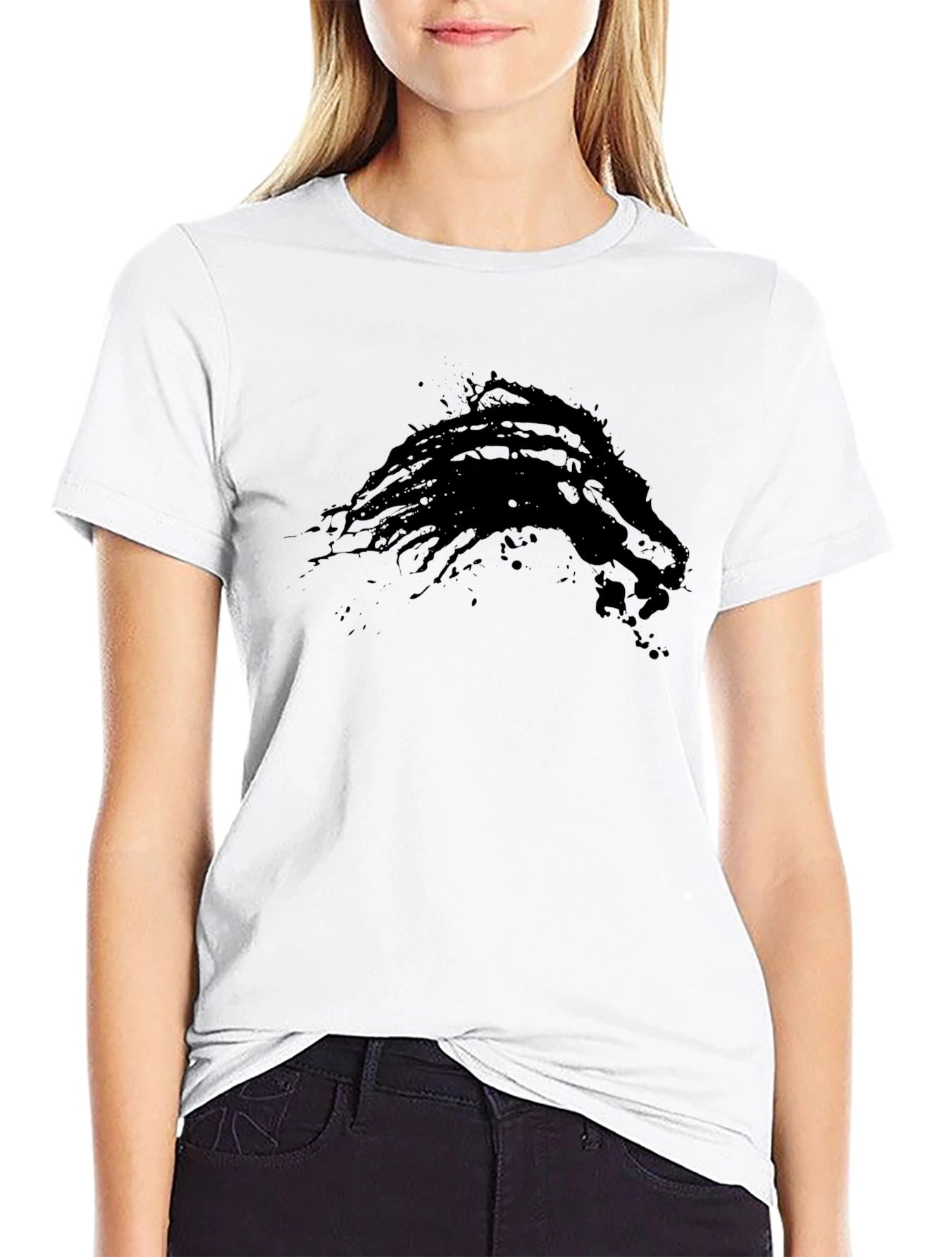 Abstract Lion Graphic Black T-Shirt