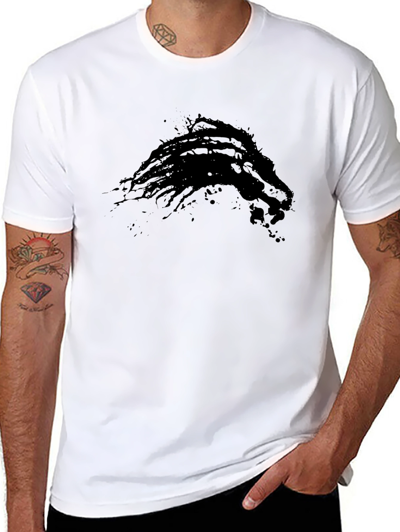 Abstract Lion Graphic Black T-Shirt