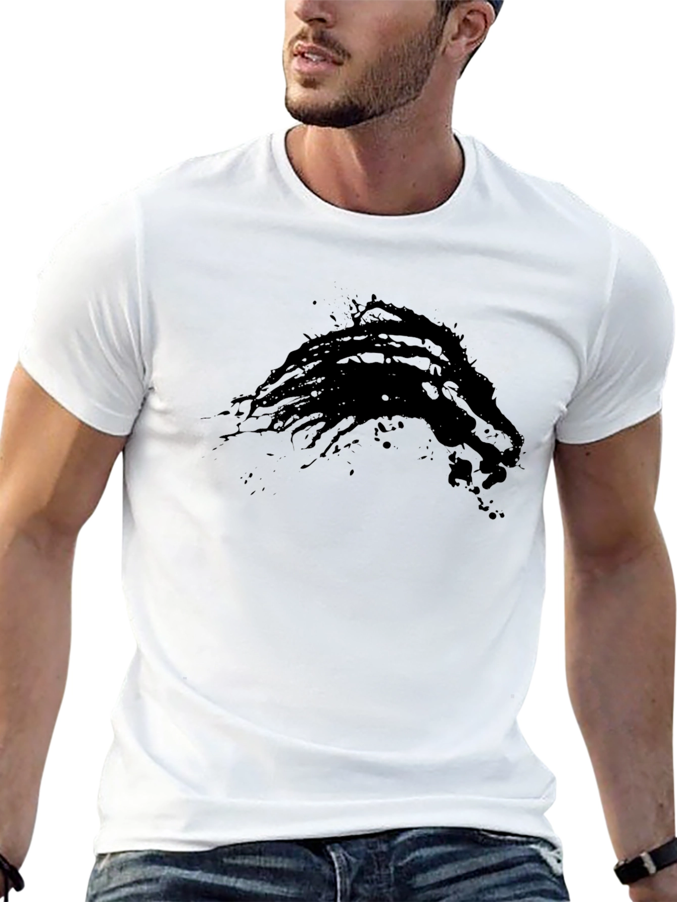 Abstract Lion Graphic Black T-Shirt