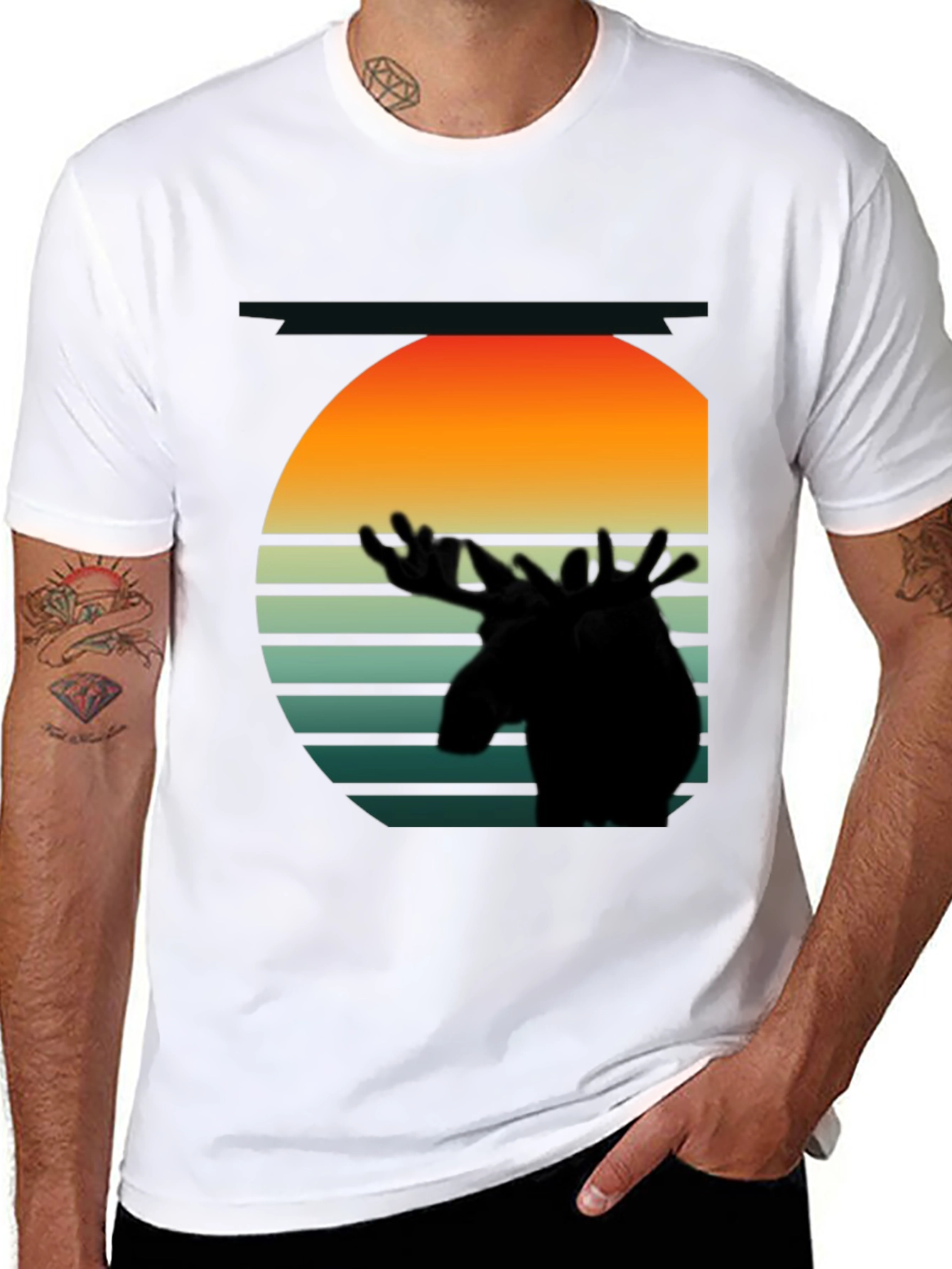Retro Moose Silhouette Graphic Tee