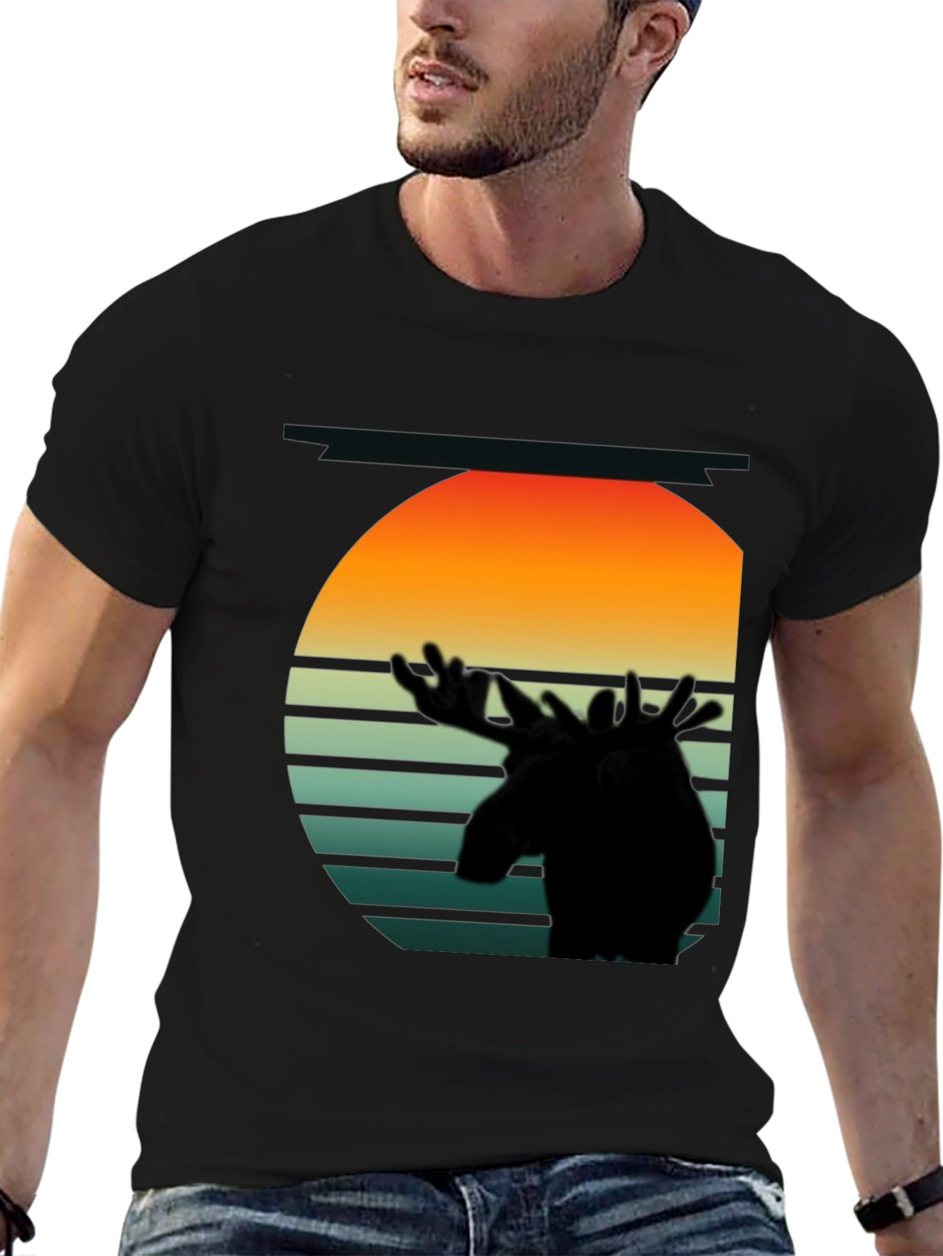 Retro Moose Silhouette Graphic Tee