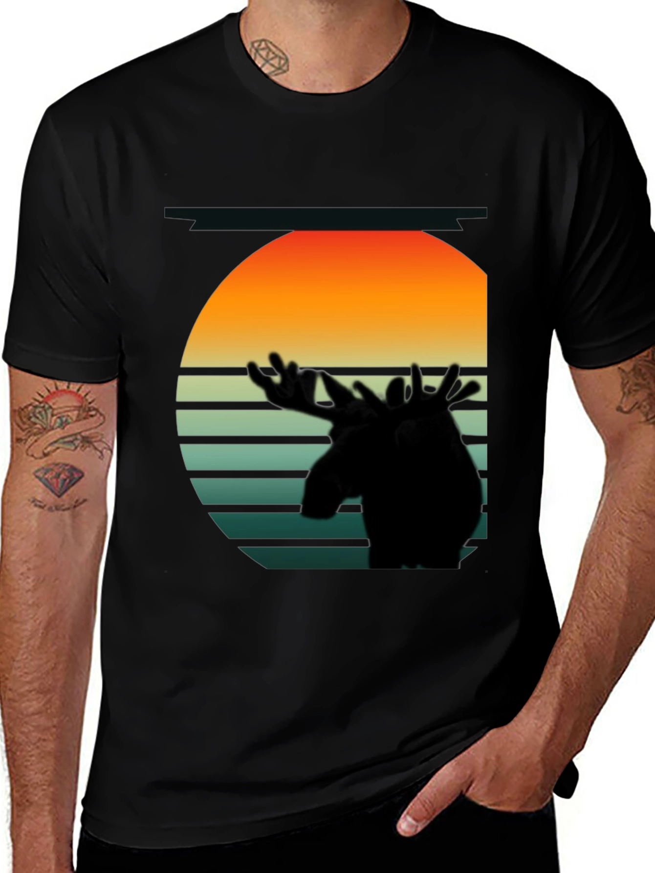 Retro Moose Silhouette Graphic Tee
