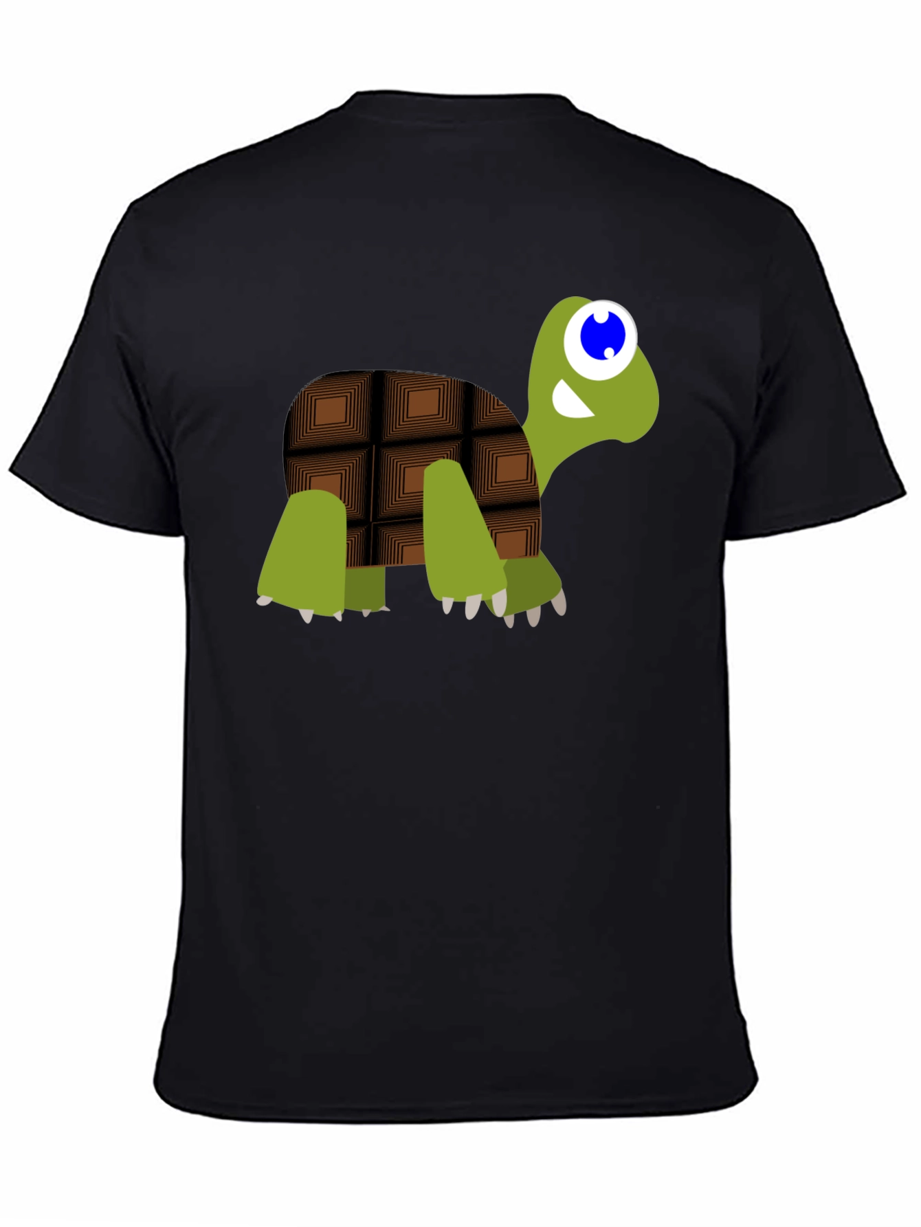 Cartoon Chocolate Turtle Black T-Shirt