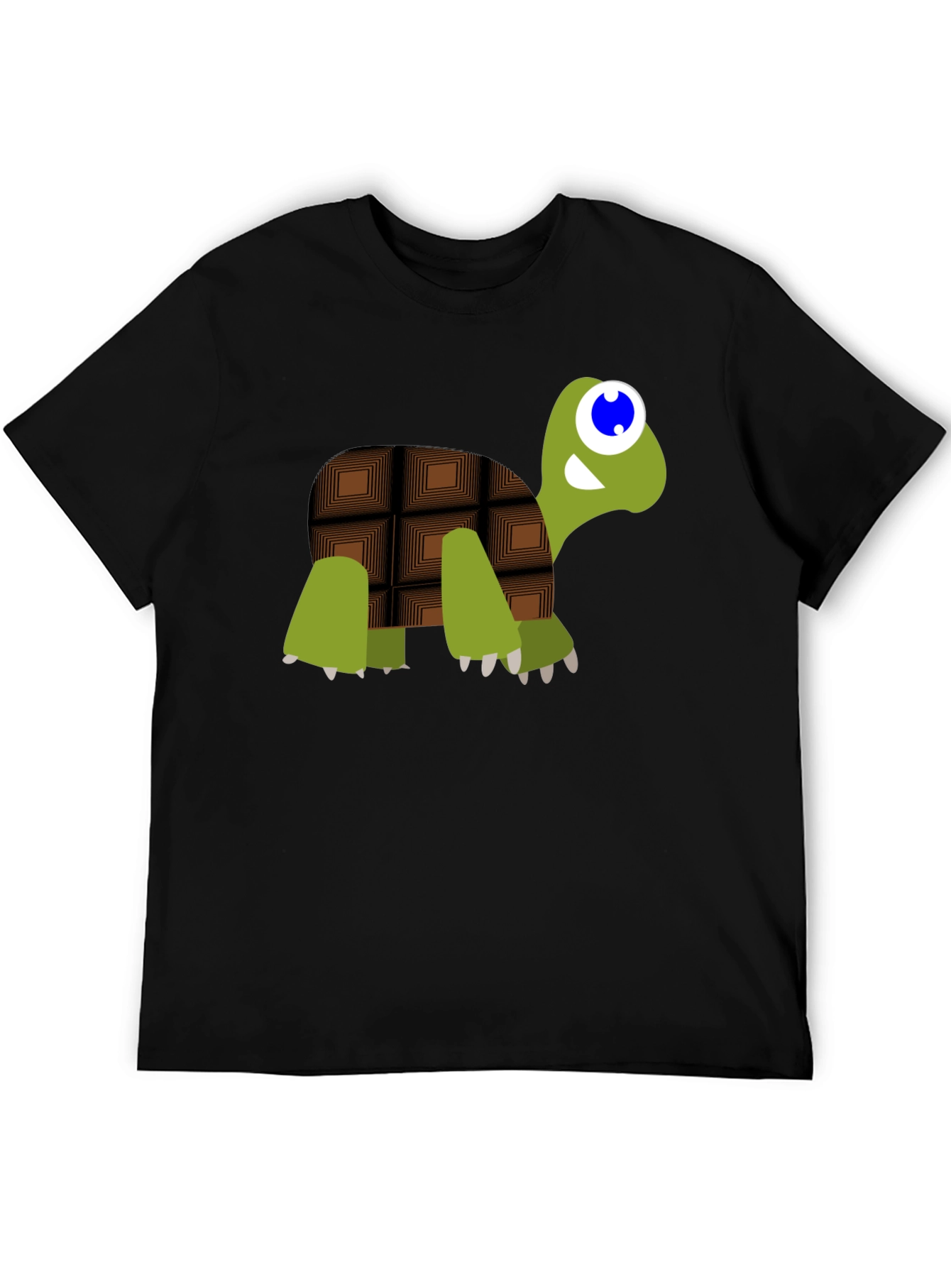 Cartoon Chocolate Turtle Black T-Shirt
