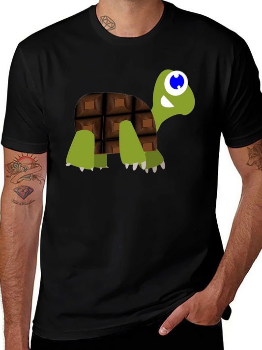 Cartoon Chocolate Turtle Black T-Shirt