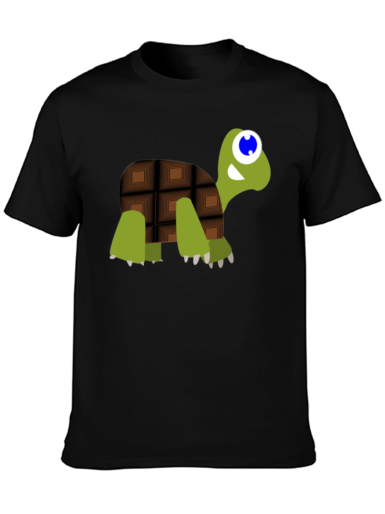 Cartoon Chocolate Turtle Black T-Shirt
