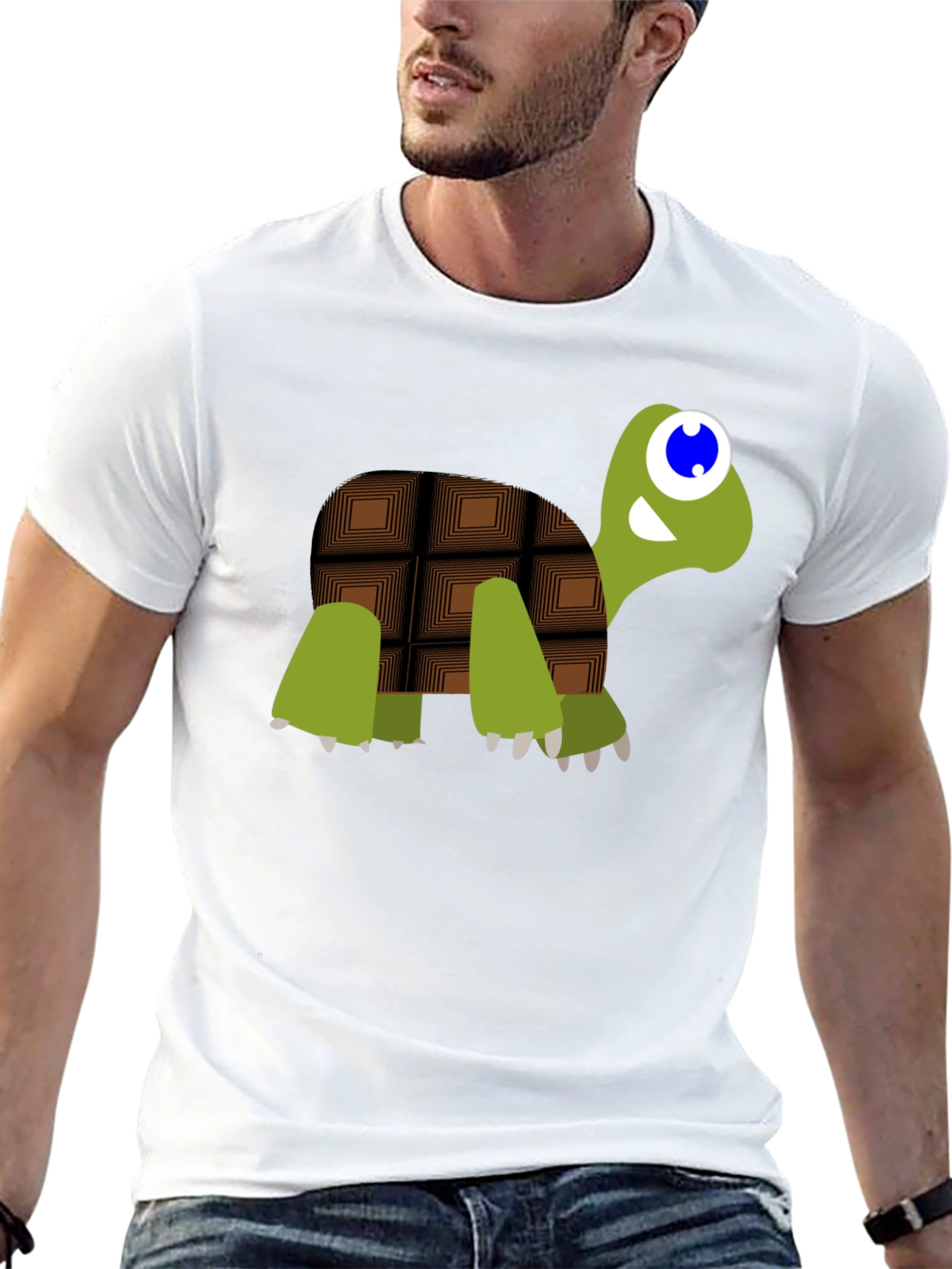 Cartoon Chocolate Turtle Black T-Shirt