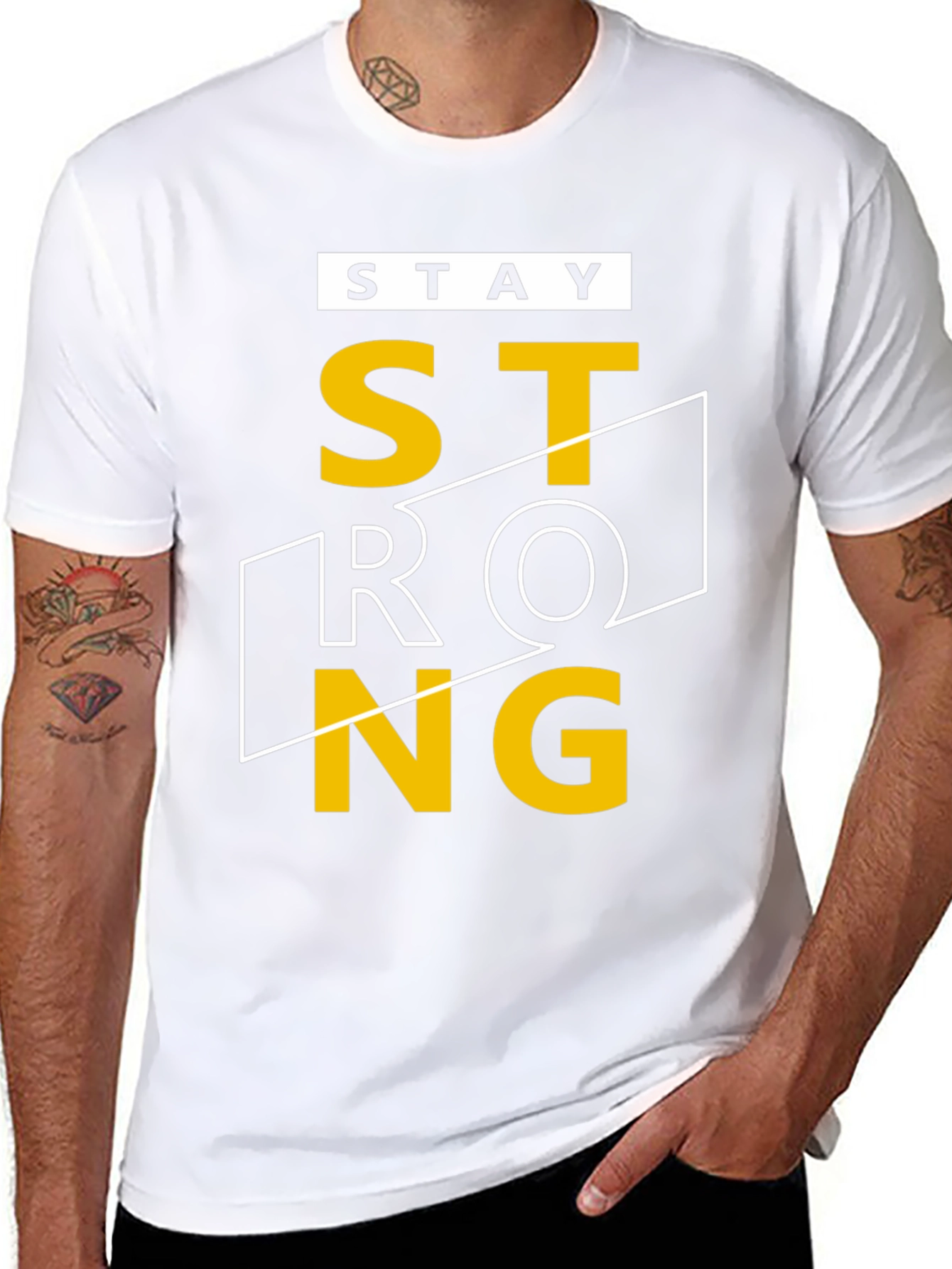 Stay Strong Graphic T-Shirt - Black Crew Neck Tee