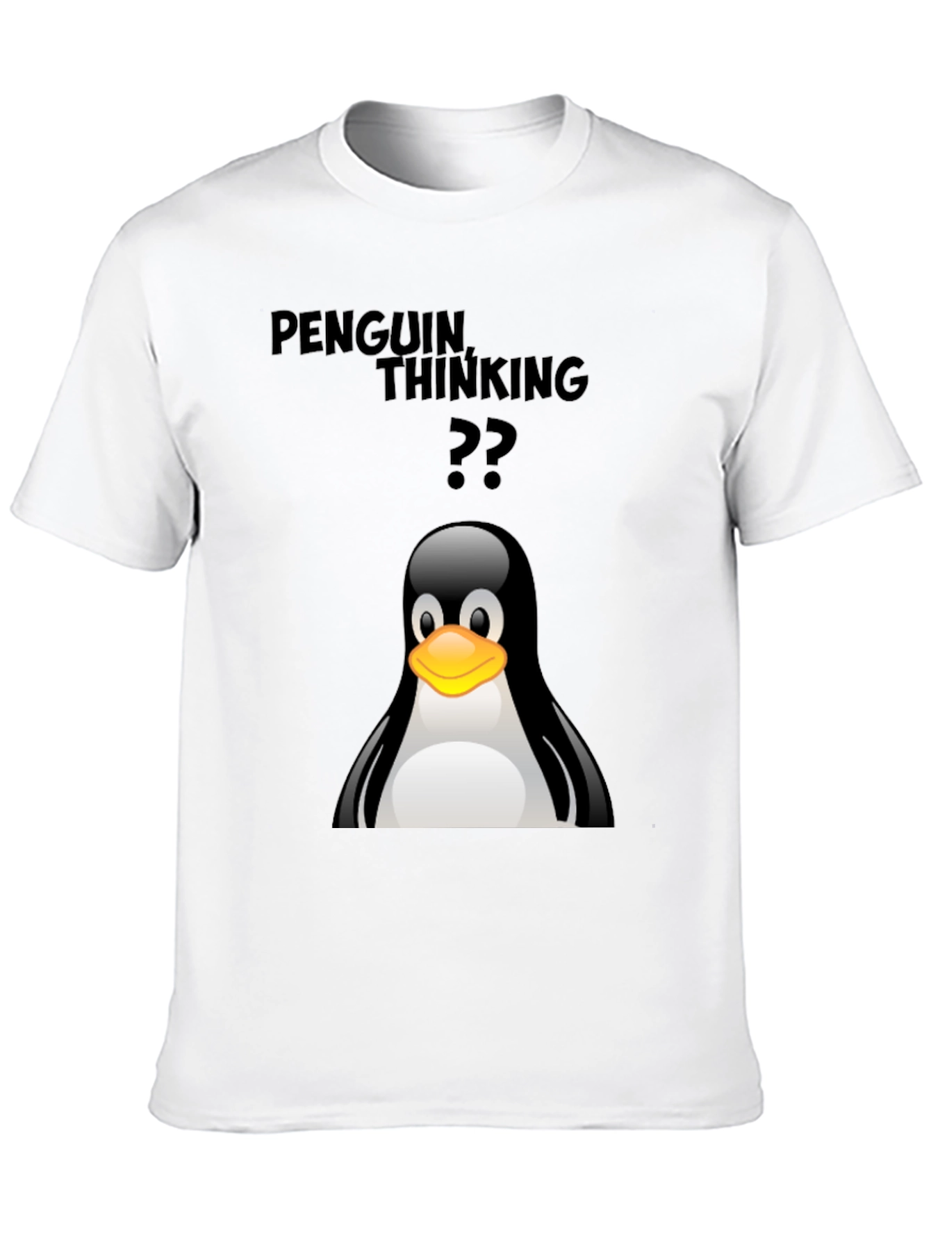 Penguin Thinking T-Shirt - Black Cotton Tee