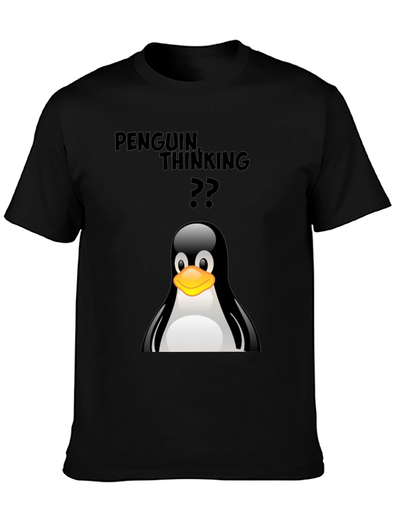 Penguin Thinking T-Shirt - Black Cotton Tee