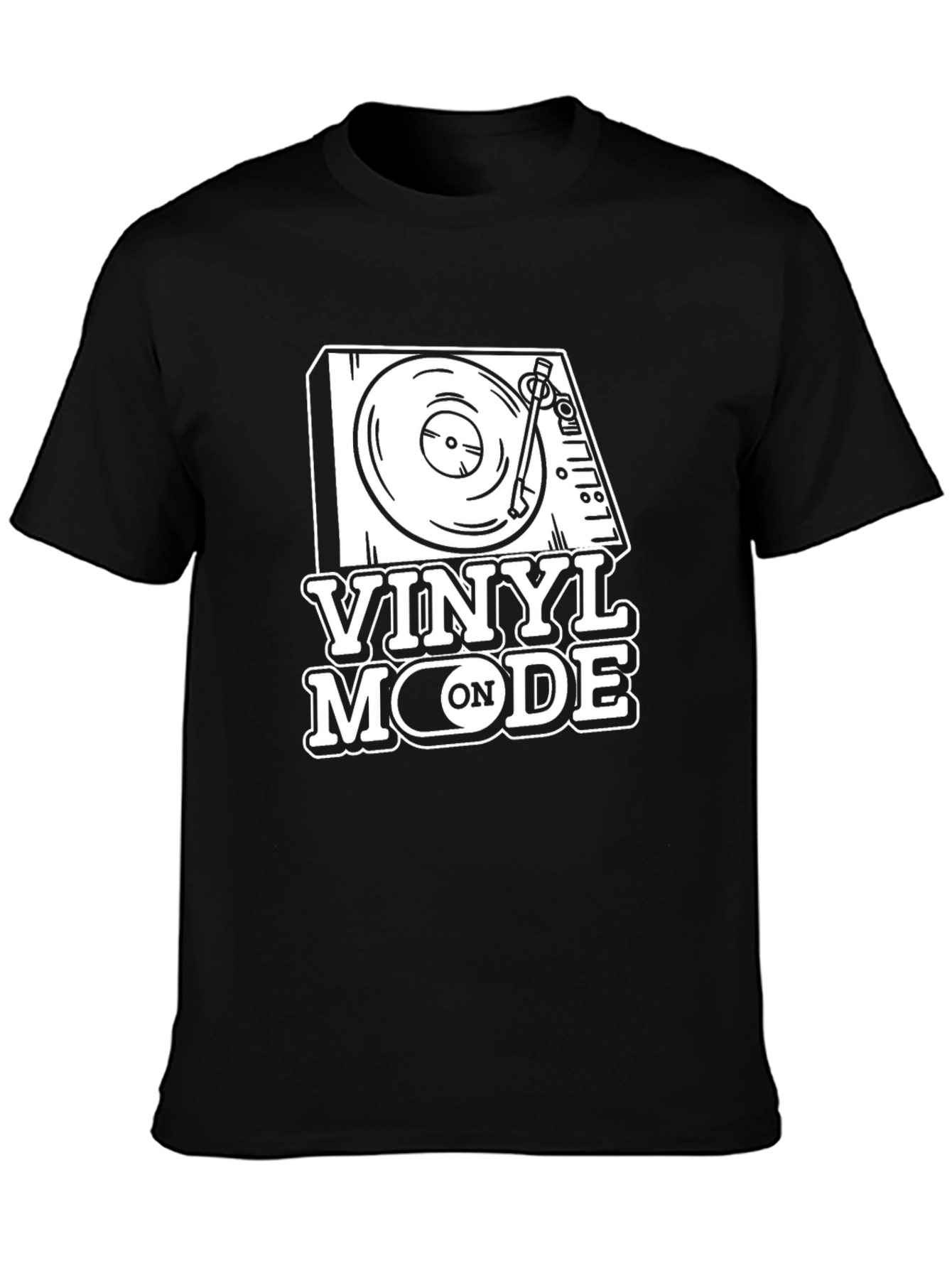 Vinyl Mode On Black Graphic T-Shirt
