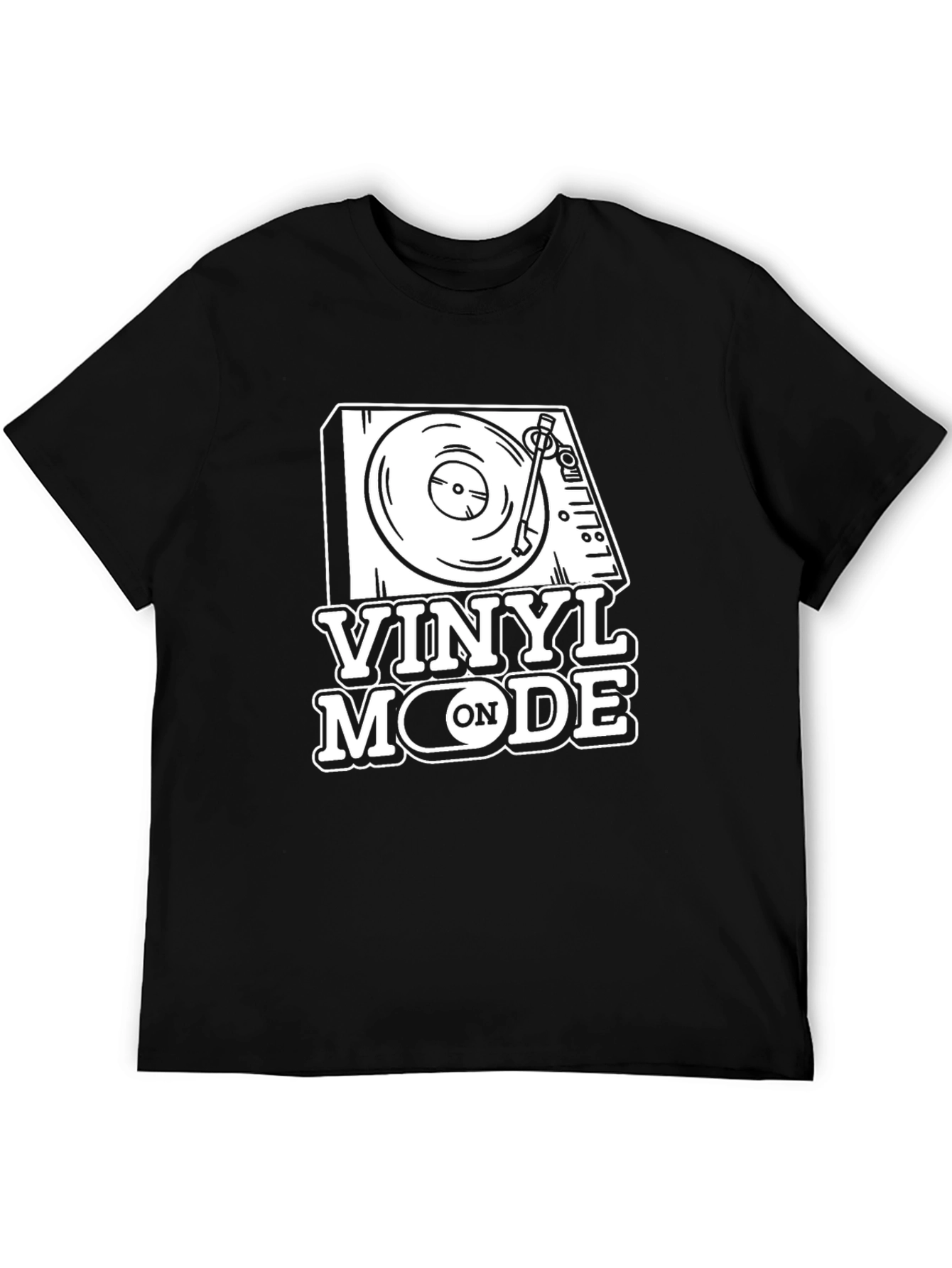 Vinyl Mode On Black Graphic T-Shirt