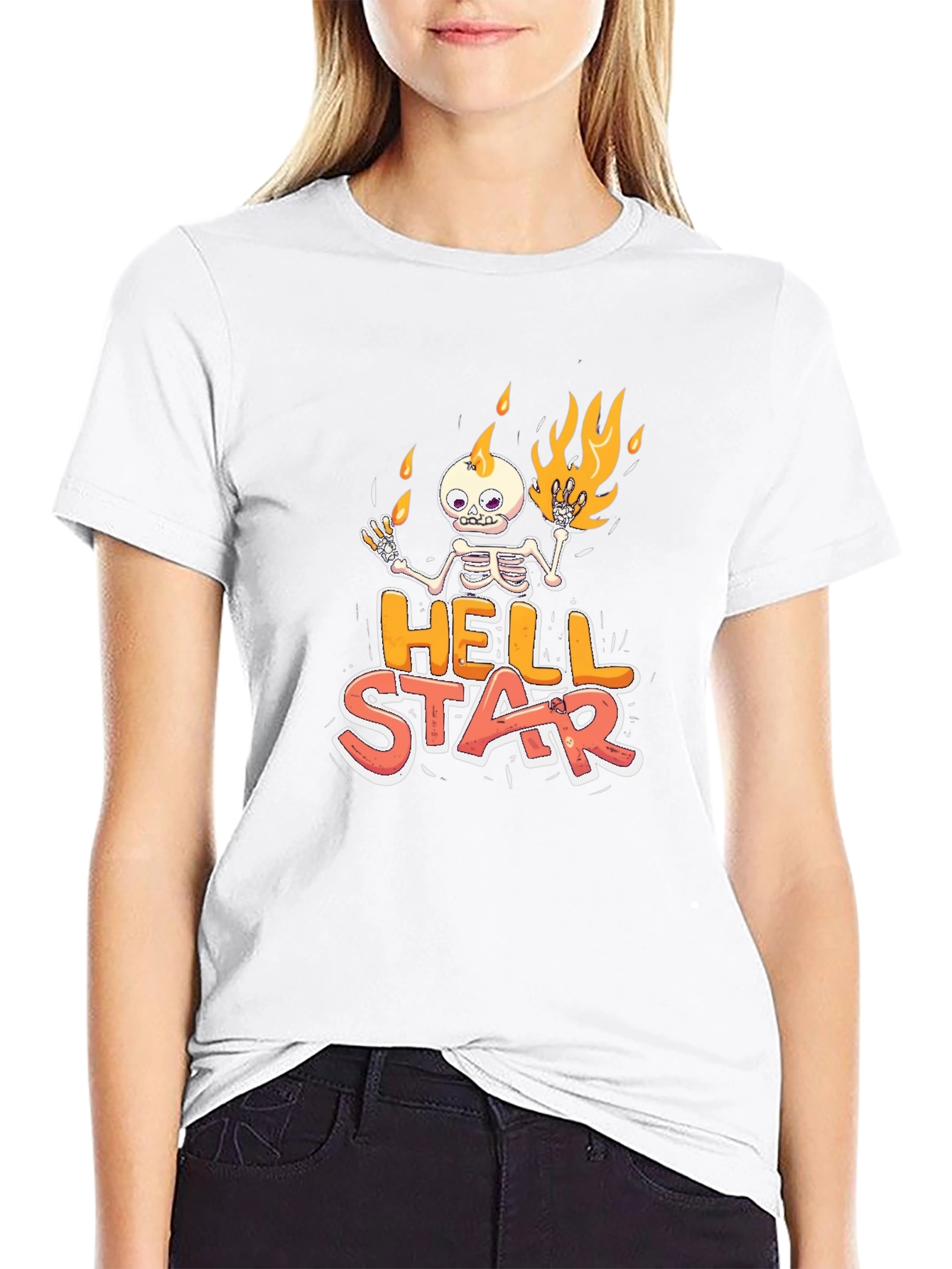 Hell Star Graphic Tee - Skeleton on Fire