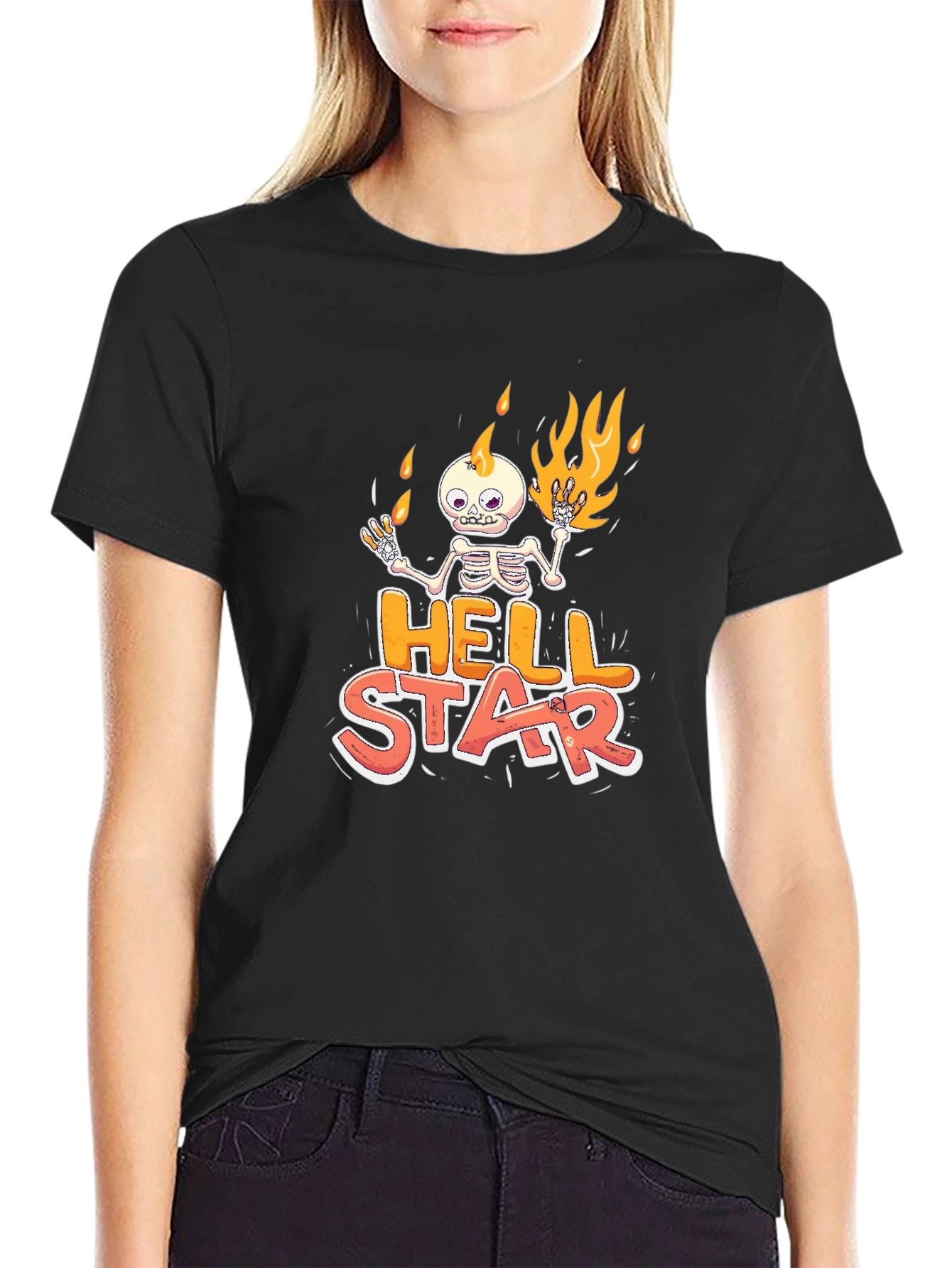 Hell Star Graphic Tee - Skeleton on Fire
