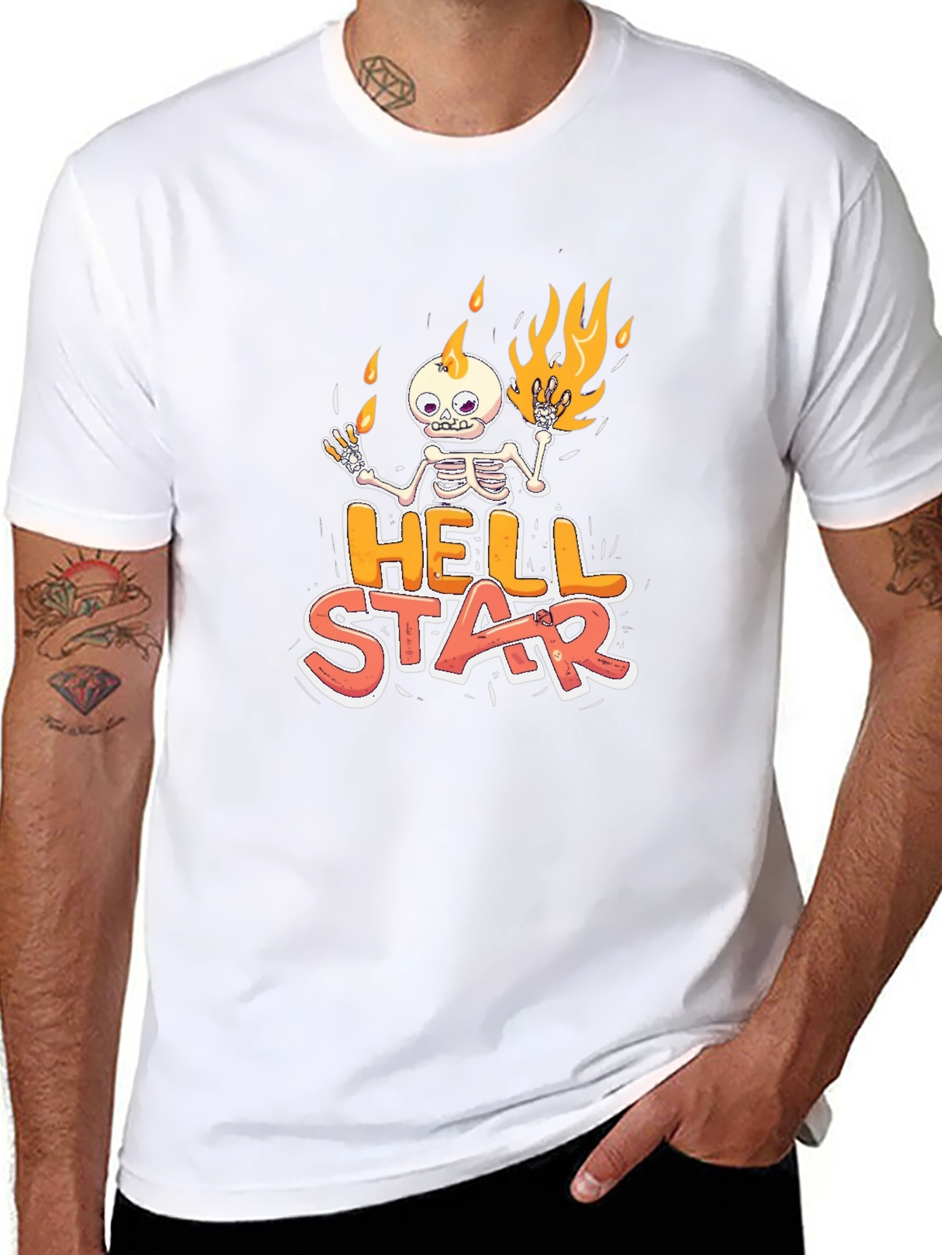 Hell Star Graphic Tee - Skeleton on Fire