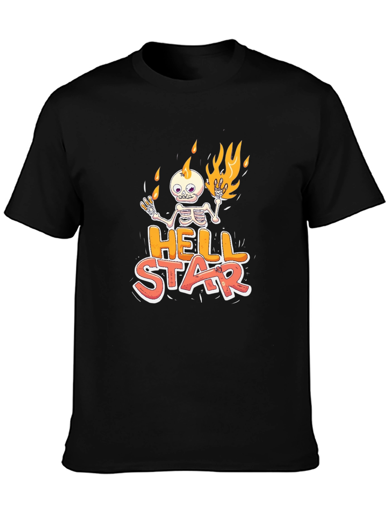 Hell Star Graphic Tee - Skeleton on Fire