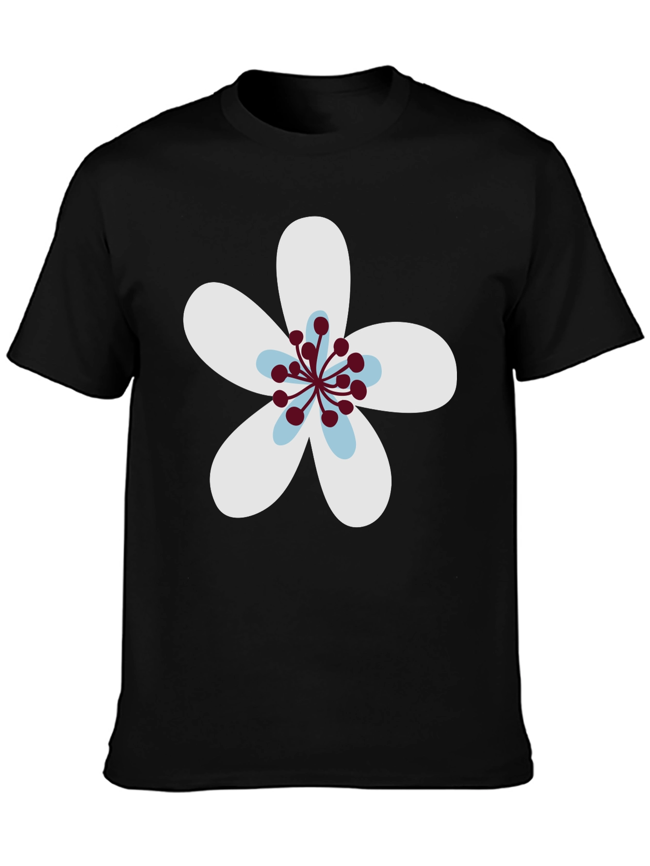 Black T-Shirt with Flower Graphic