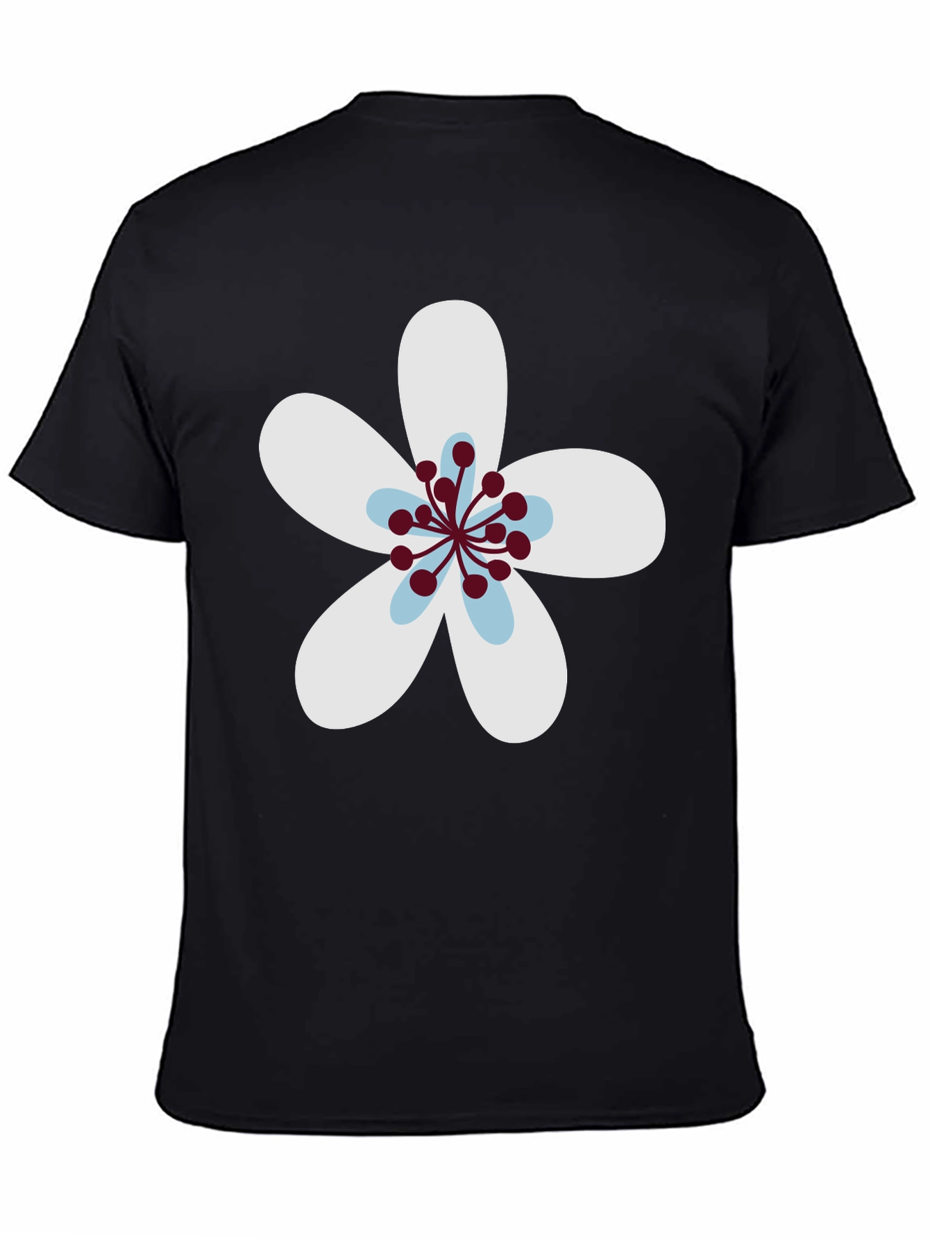 Black T-Shirt with Flower Graphic