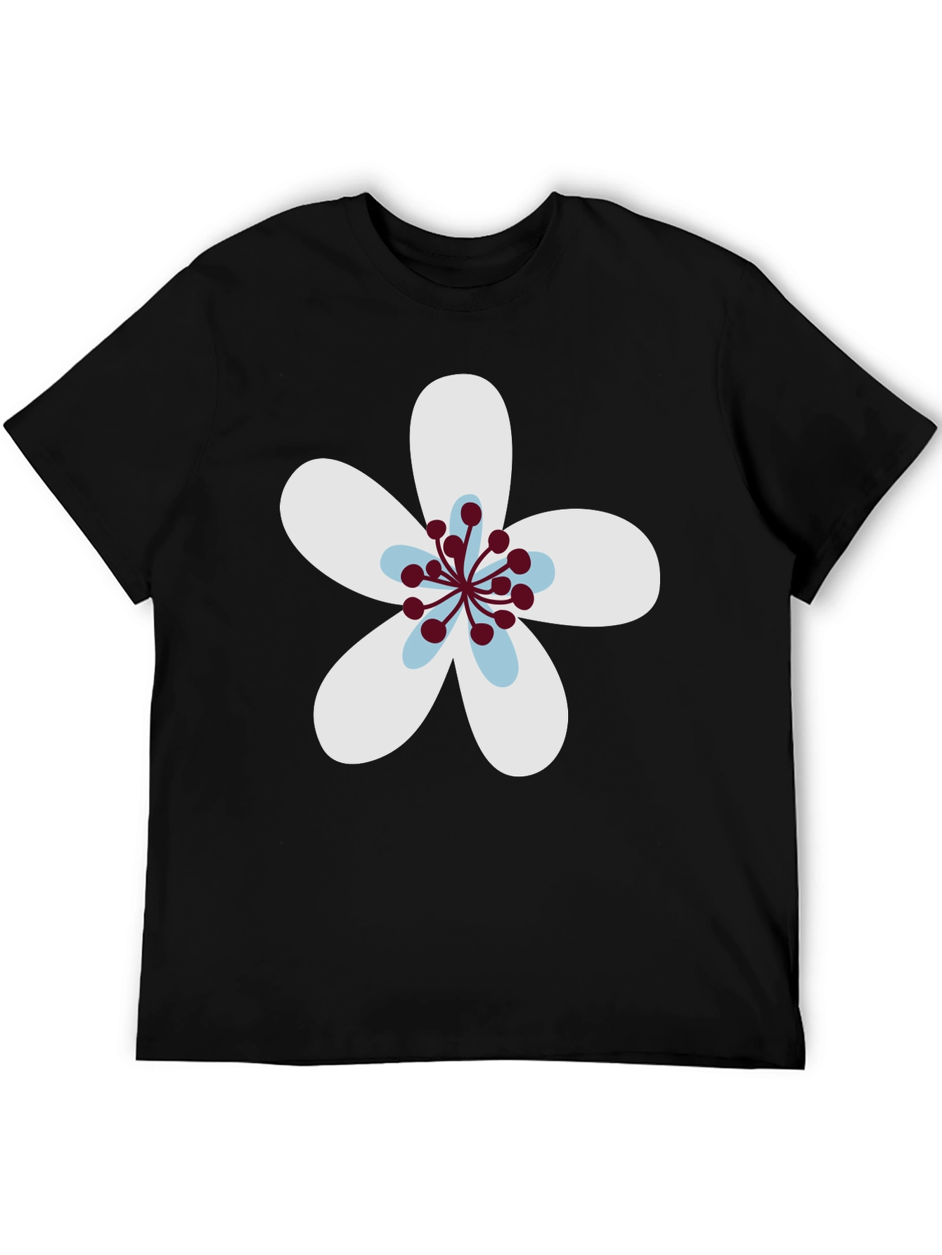 Black T-Shirt with Flower Graphic