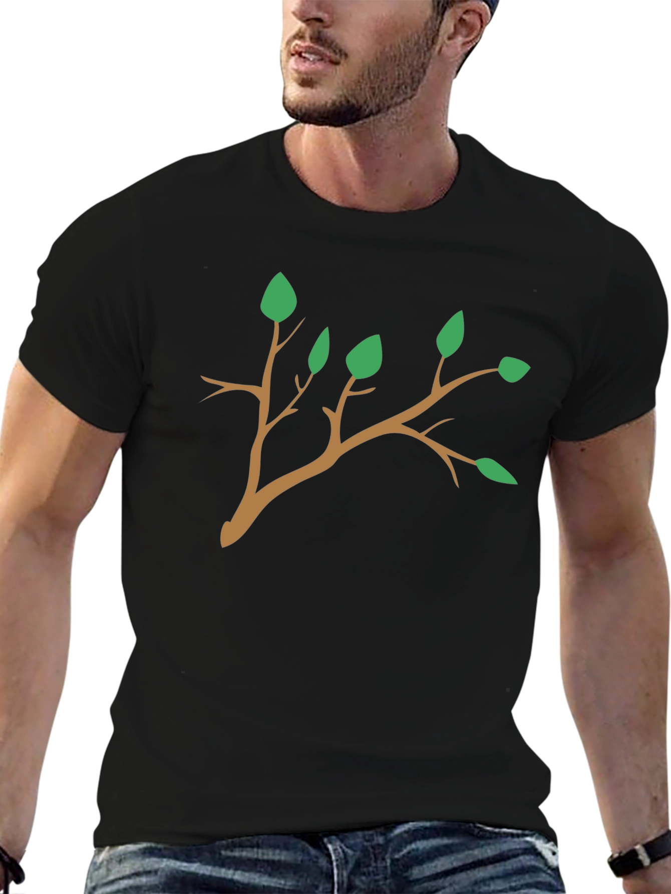Nature Branch Graphic Tee - Casual Black T-Shirt