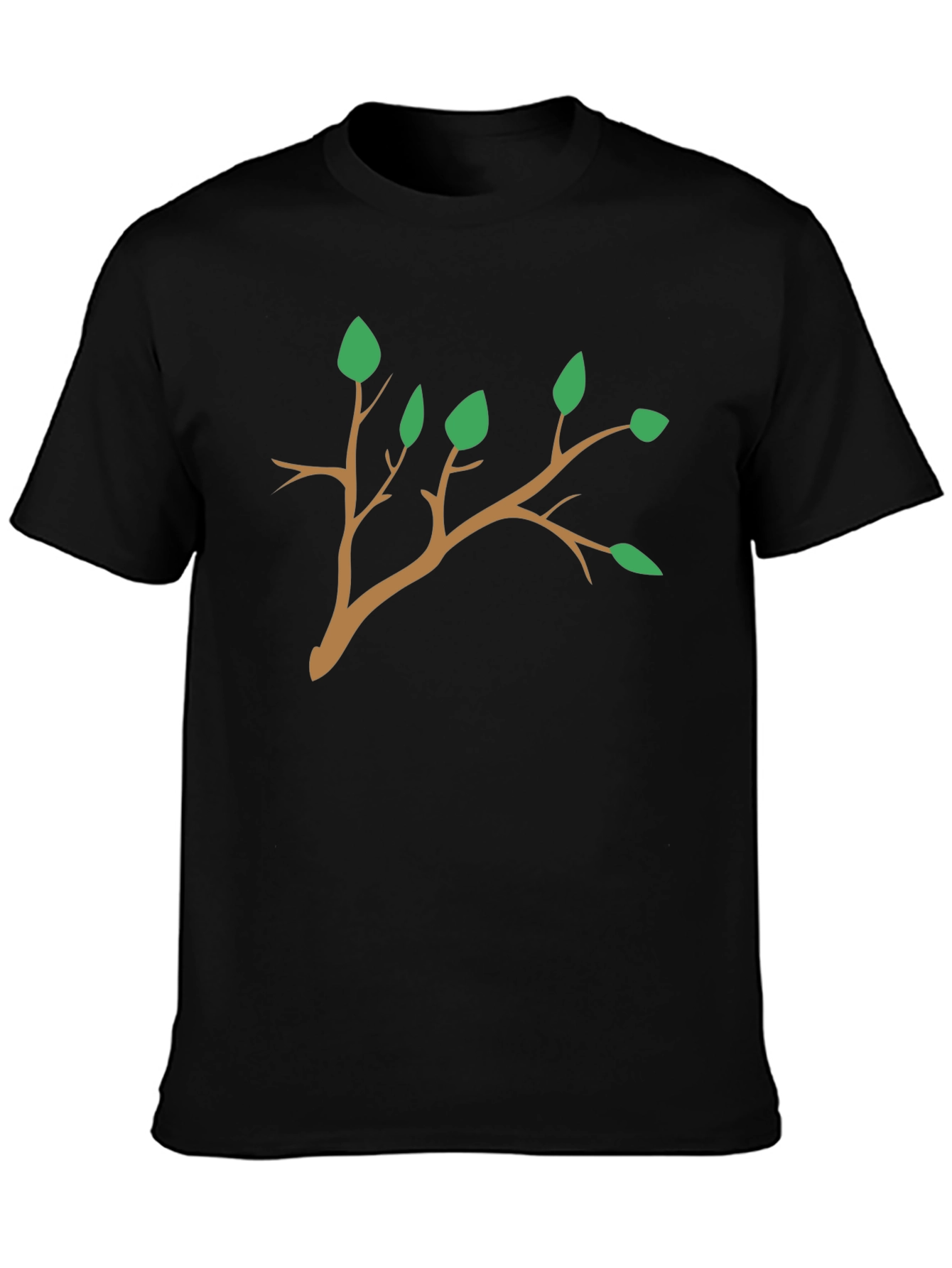 Nature Branch Graphic Tee - Casual Black T-Shirt