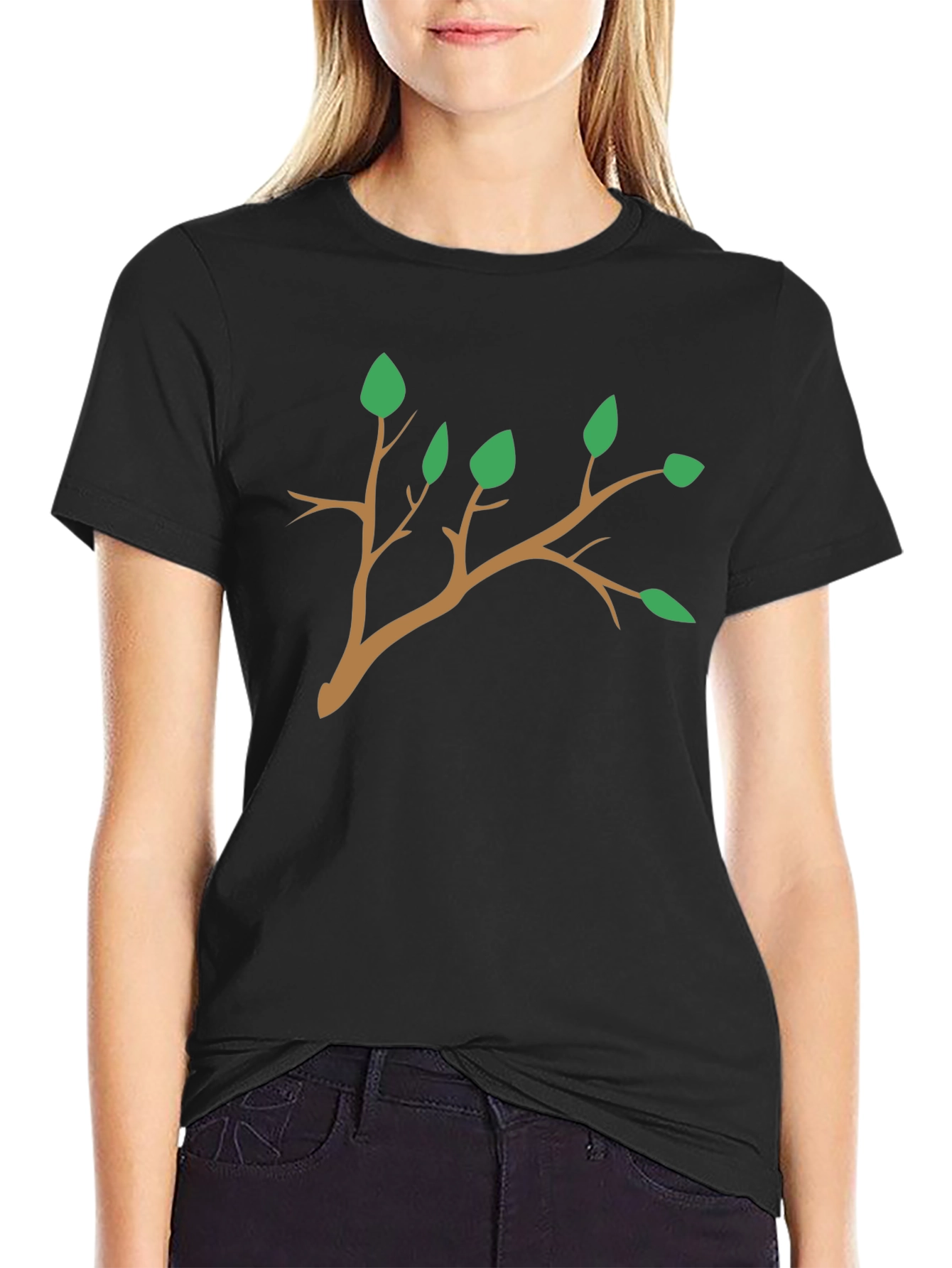 Nature Branch Graphic Tee - Casual Black T-Shirt