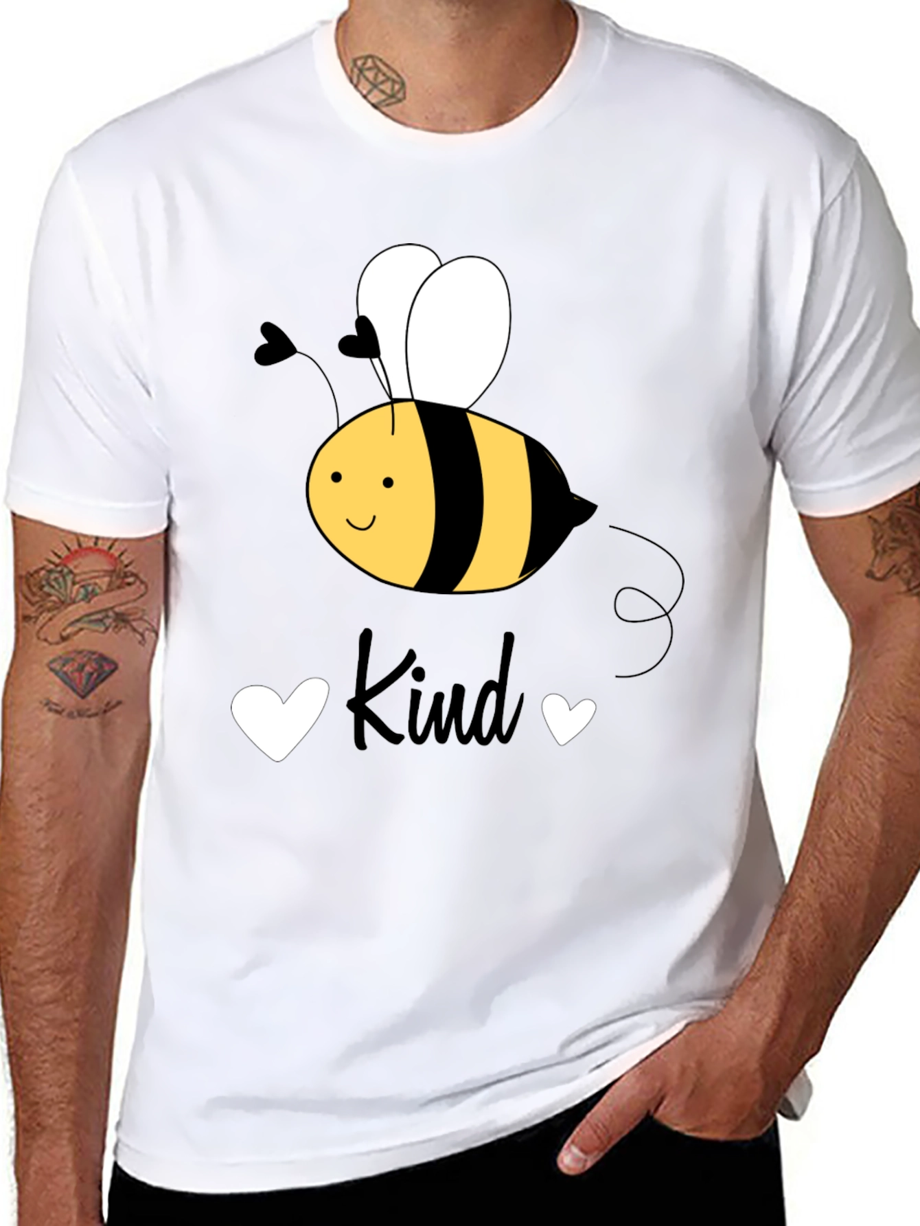 Be Kind Black T-Shirt Cute Bee Graphic