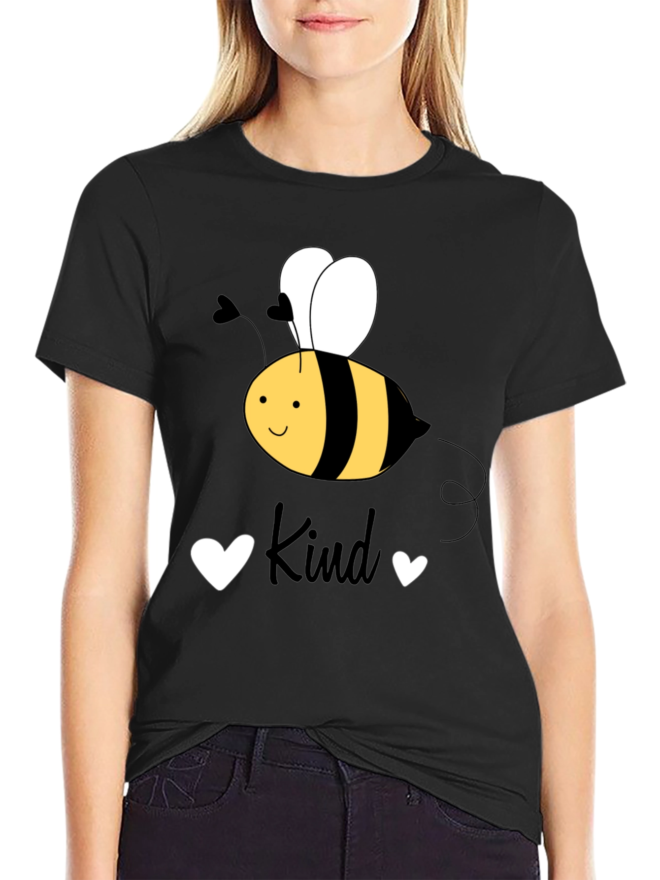 Be Kind Black T-Shirt Cute Bee Graphic