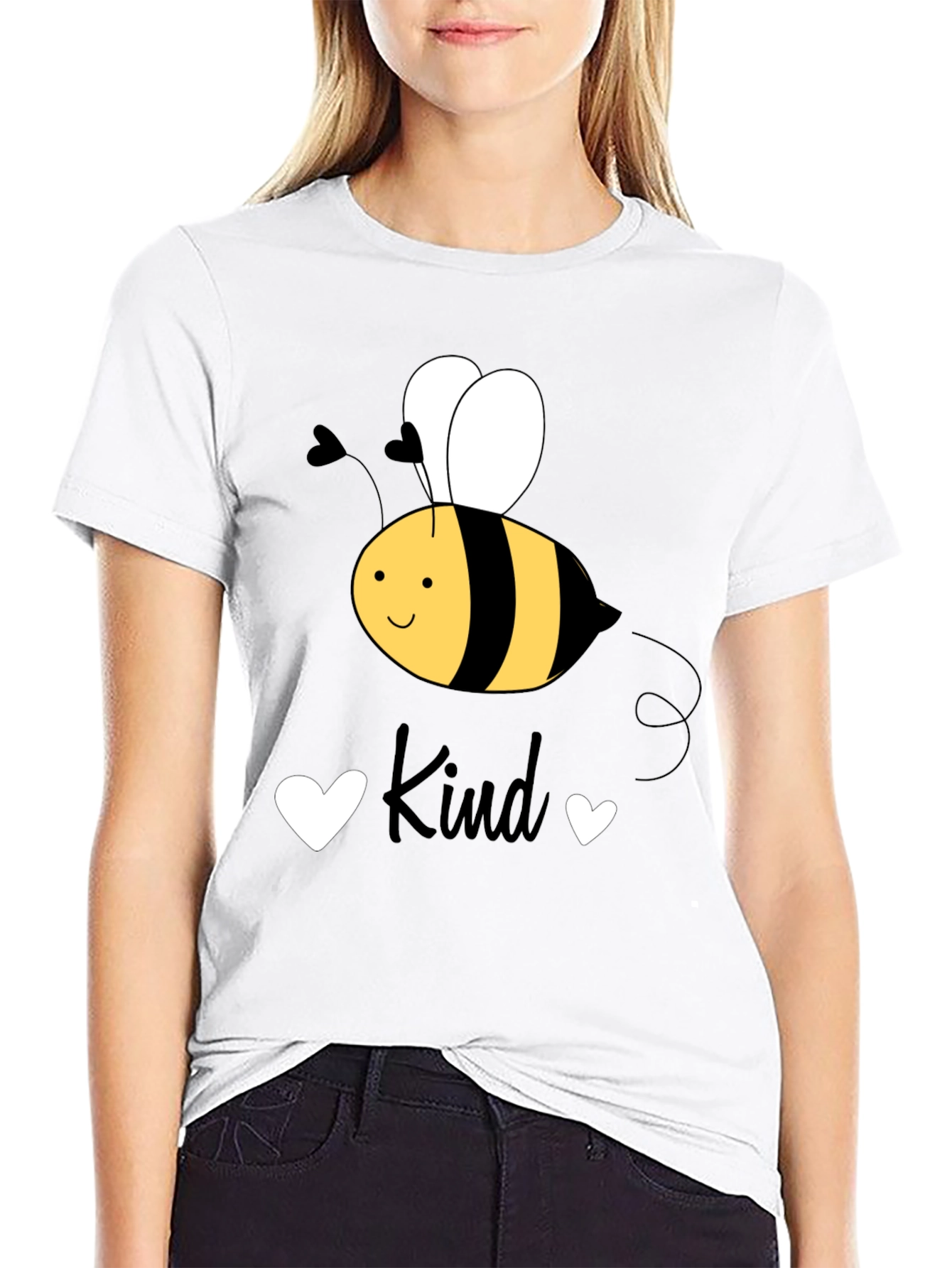 Be Kind Black T-Shirt Cute Bee Graphic