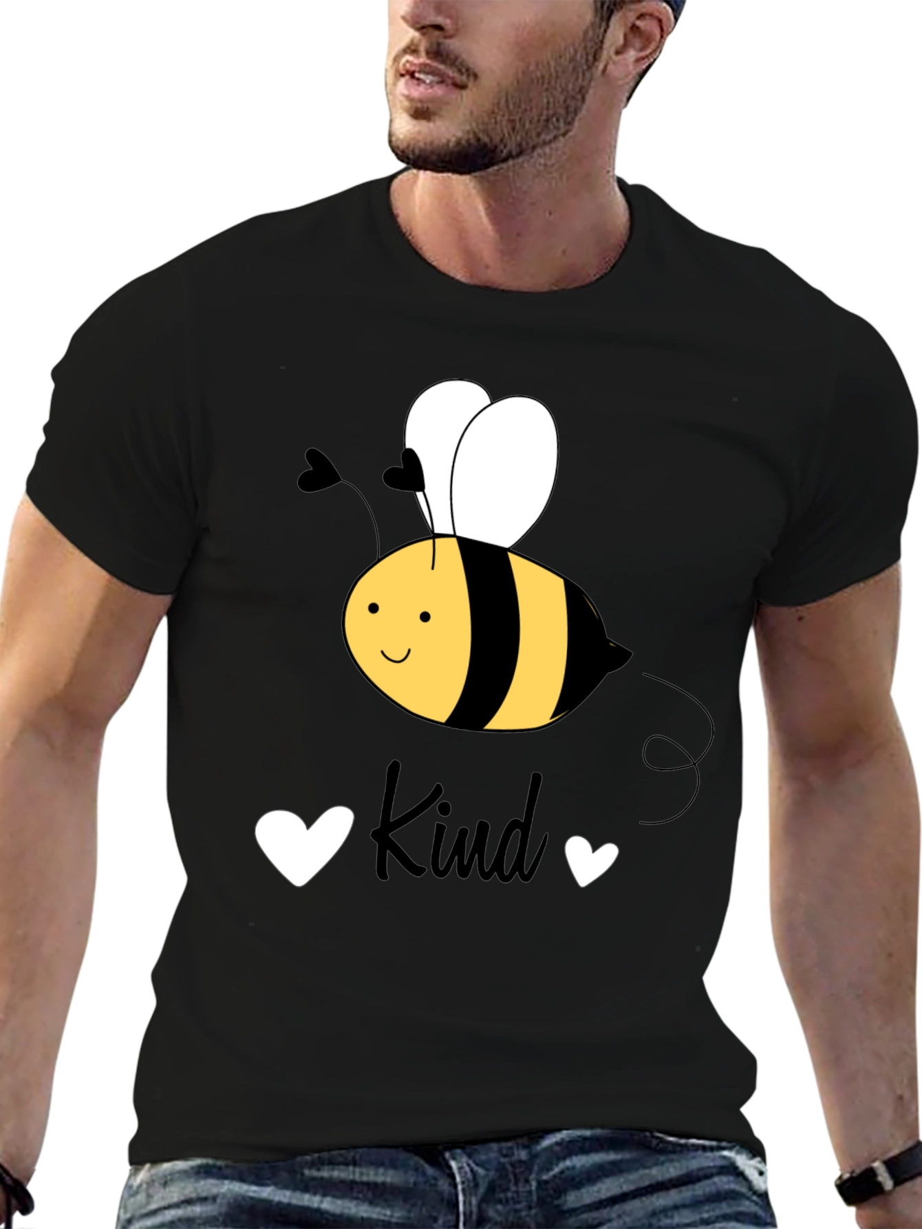Be Kind Black T-Shirt Cute Bee Graphic