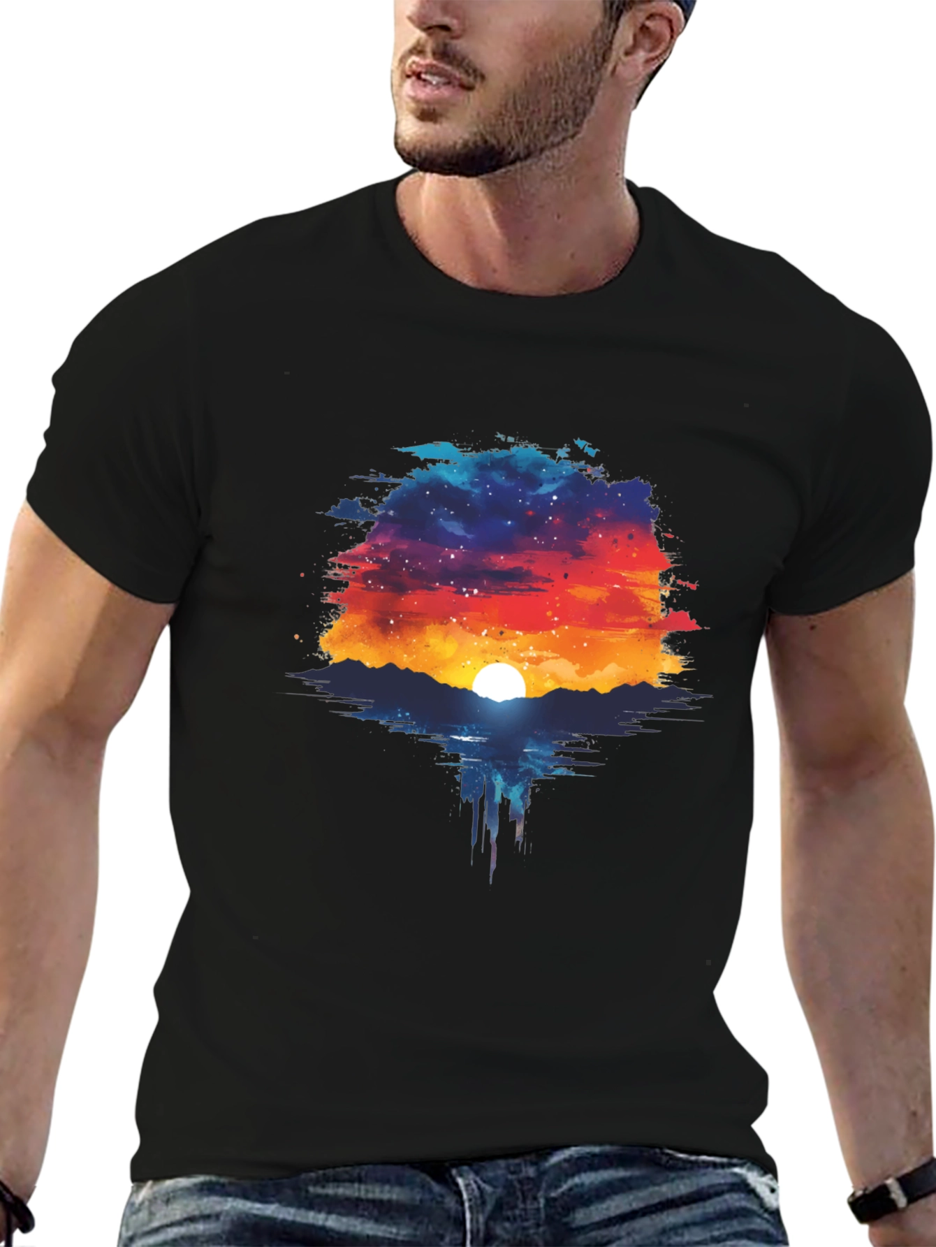 Sunset Galaxy T-Shirt - Unique Graphic Tee