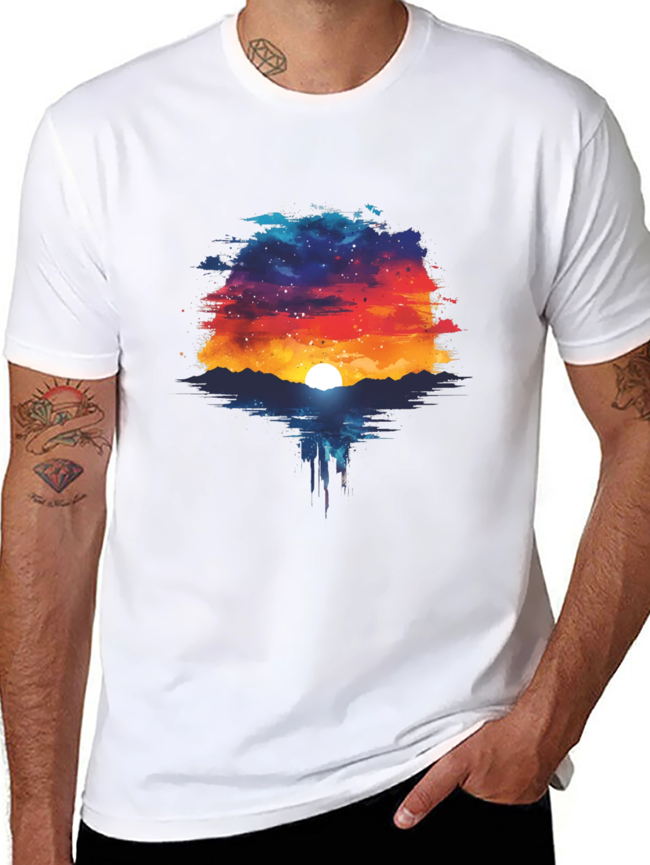 Sunset Galaxy T-Shirt - Unique Graphic Tee
