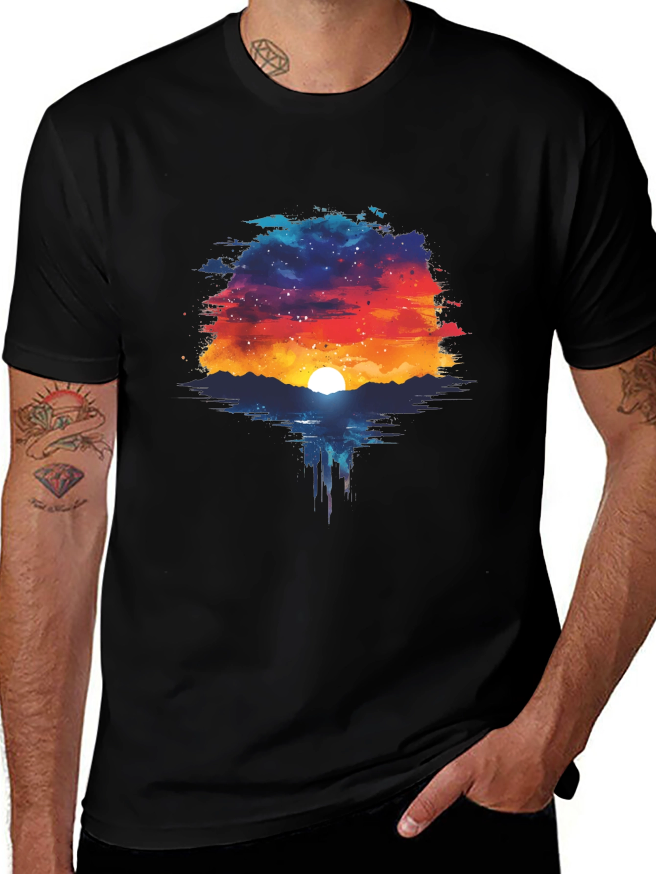 Sunset Galaxy T-Shirt - Unique Graphic Tee