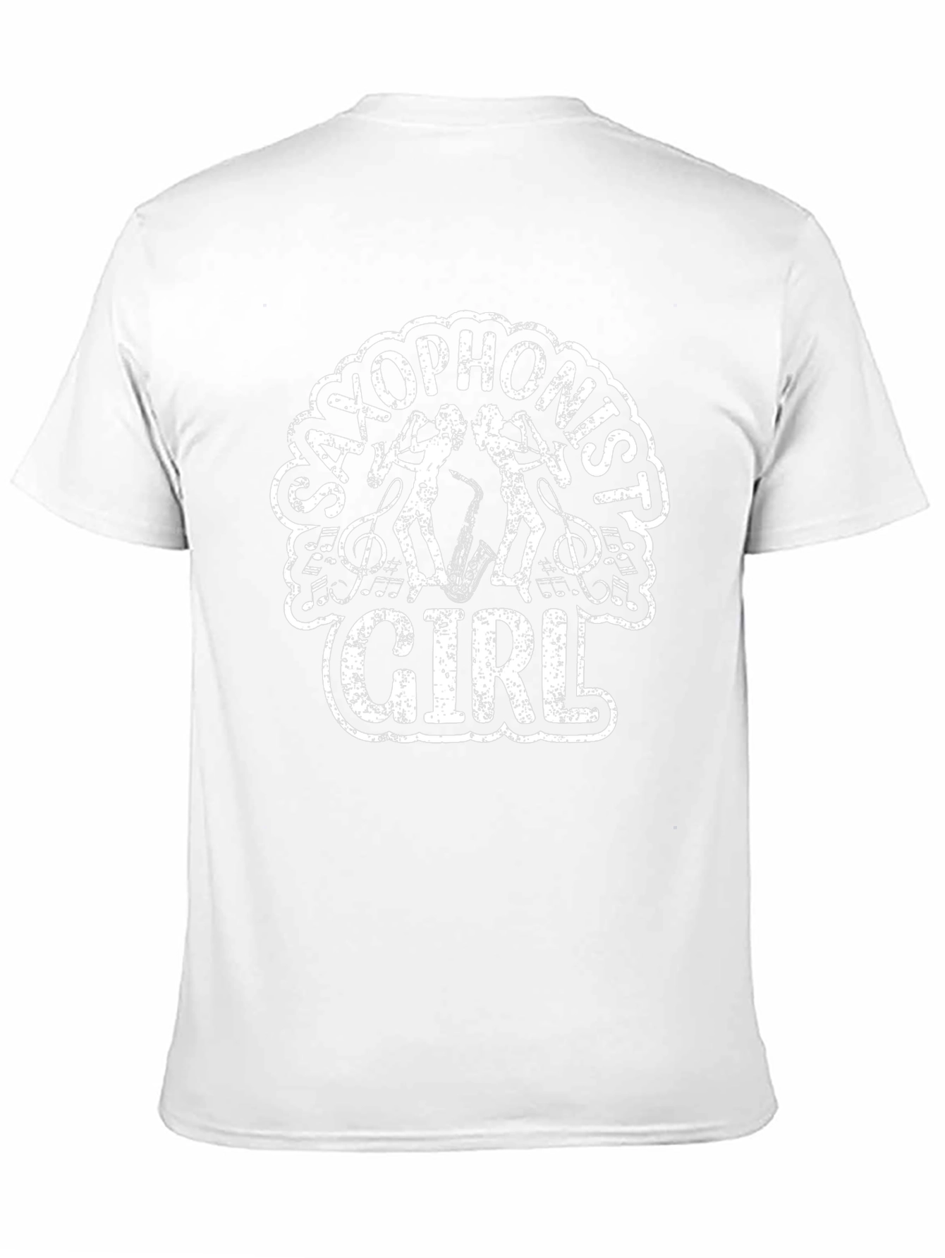 Saxophonist Girl Graphic T-Shirt Black Cotton Tee