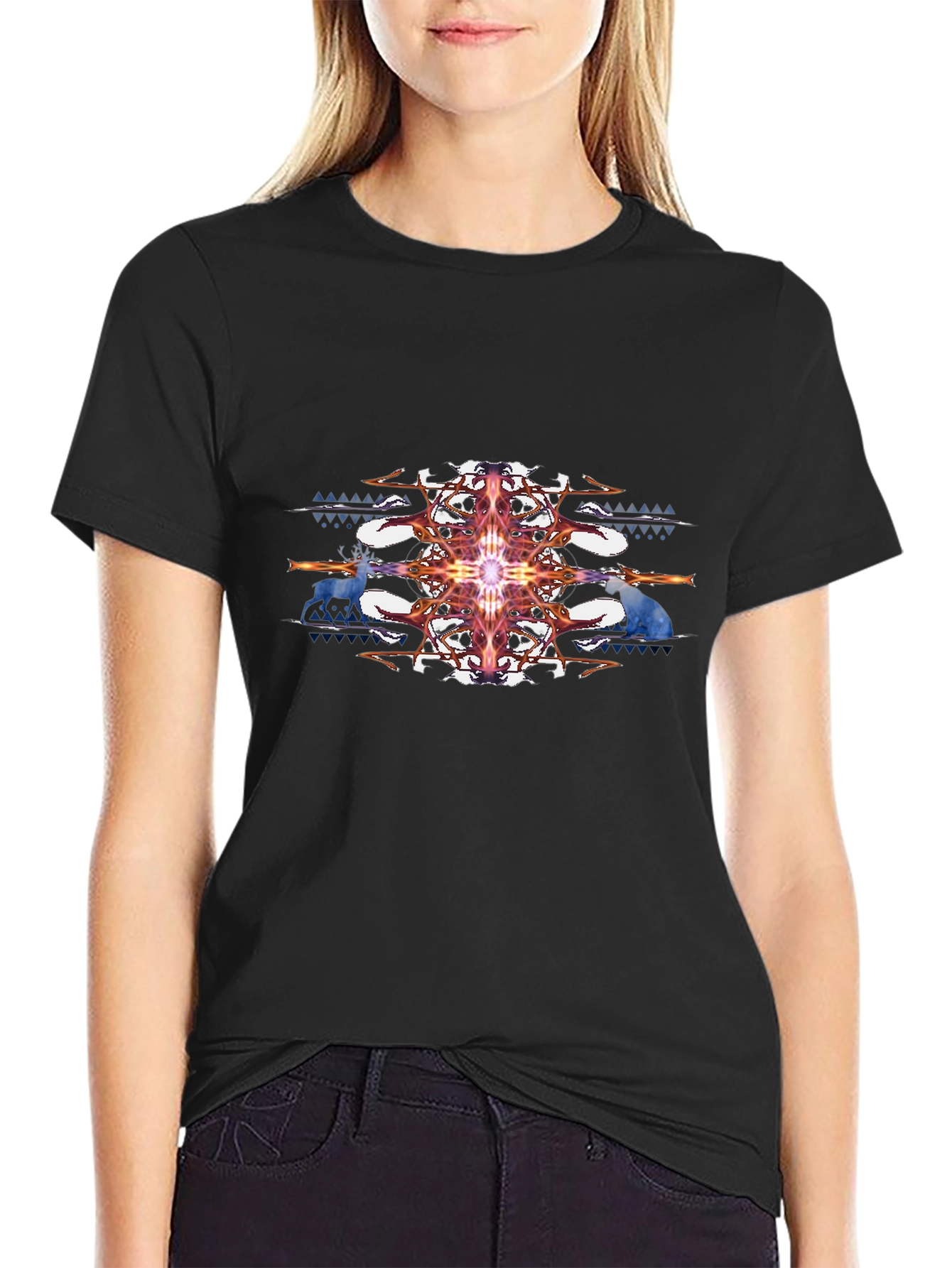 Mystic Deer Graphic T-Shirt - Black