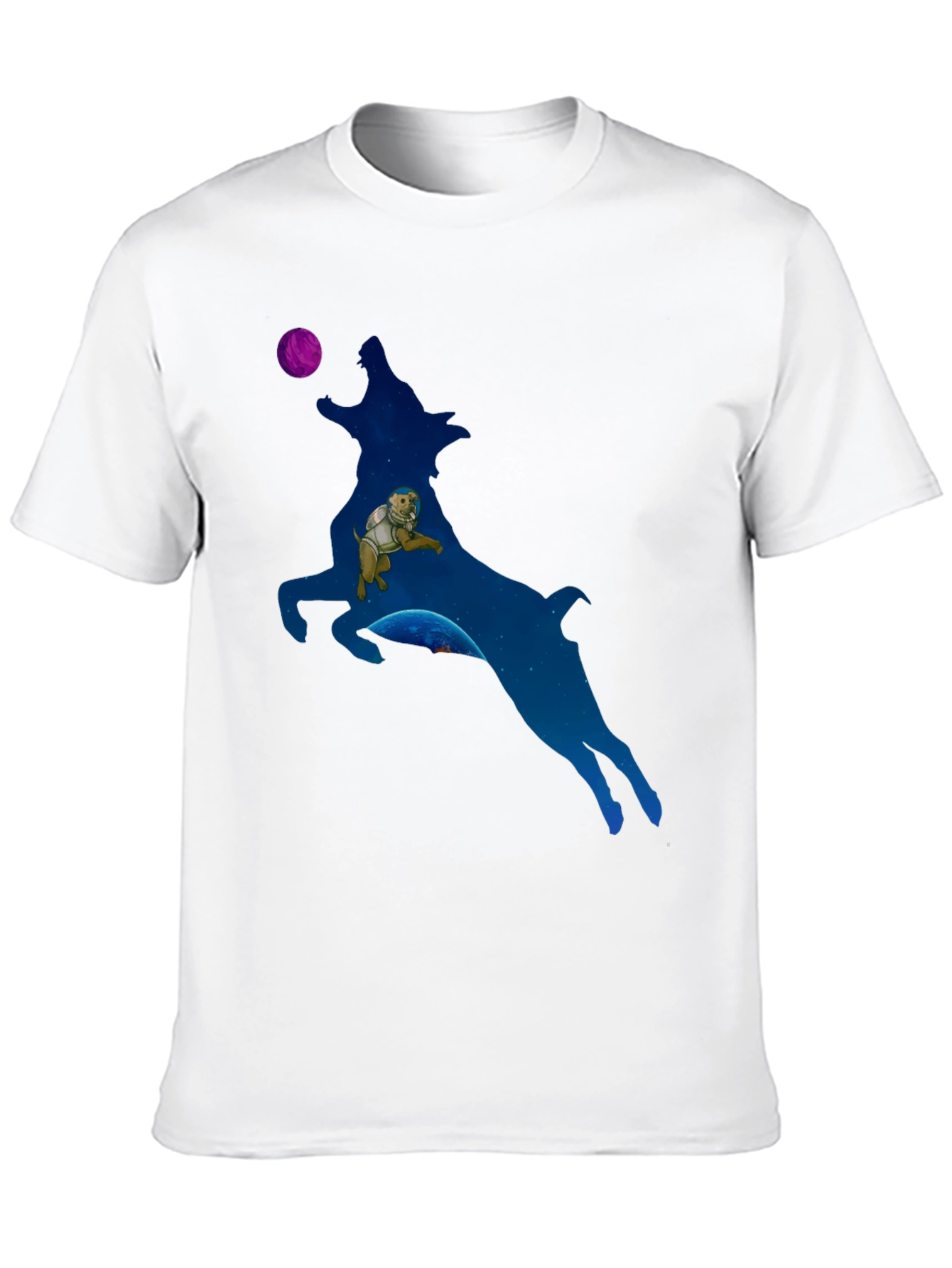 Astronaut Dog in Wolf Galaxy T-Shirt