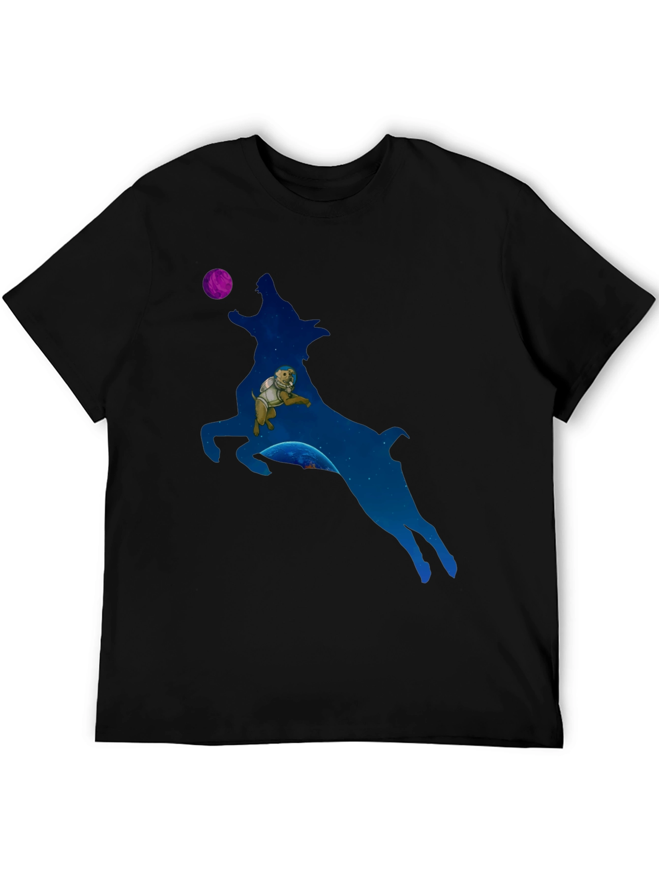 Astronaut Dog in Wolf Galaxy T-Shirt