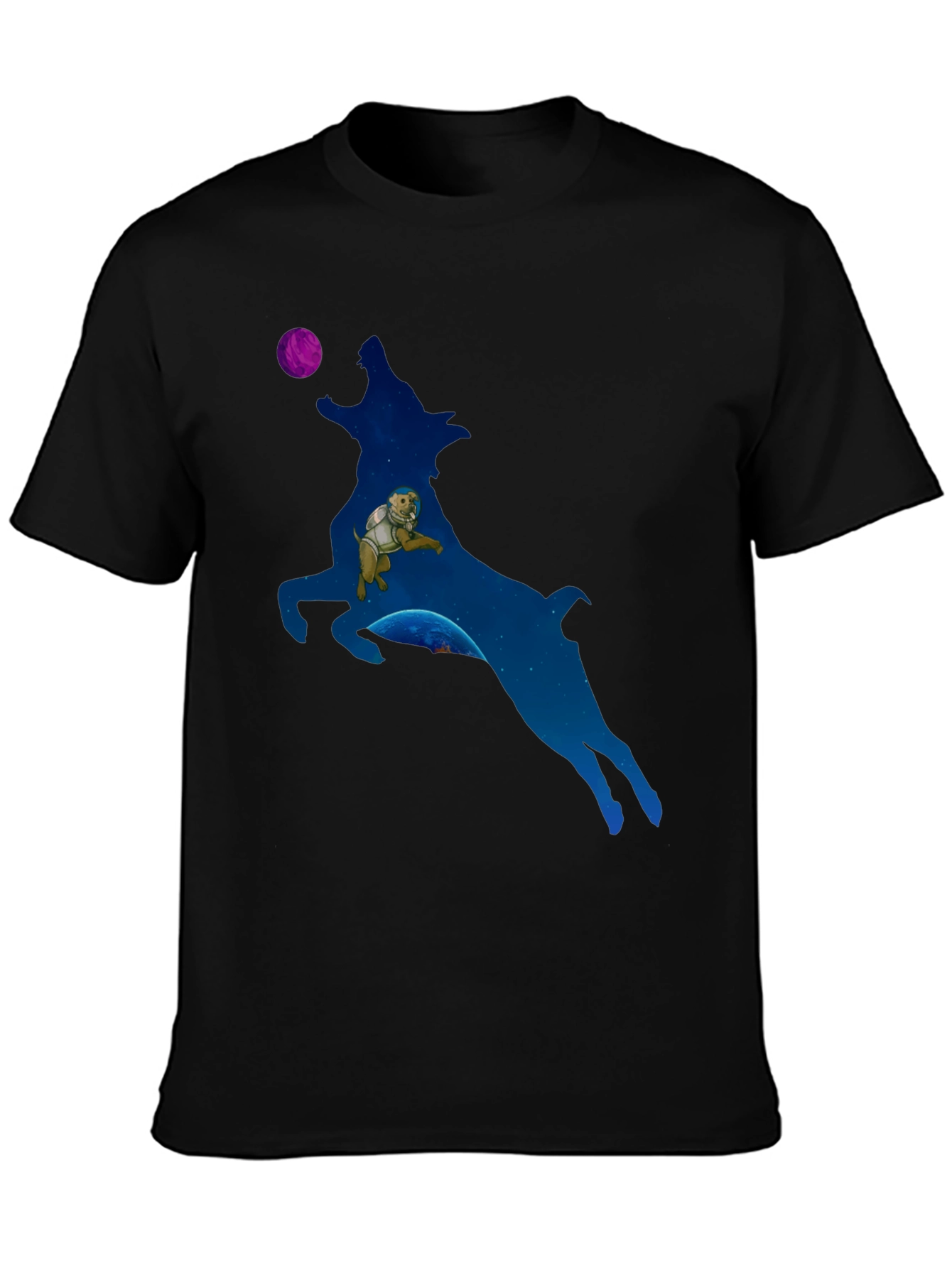 Astronaut Dog in Wolf Galaxy T-Shirt