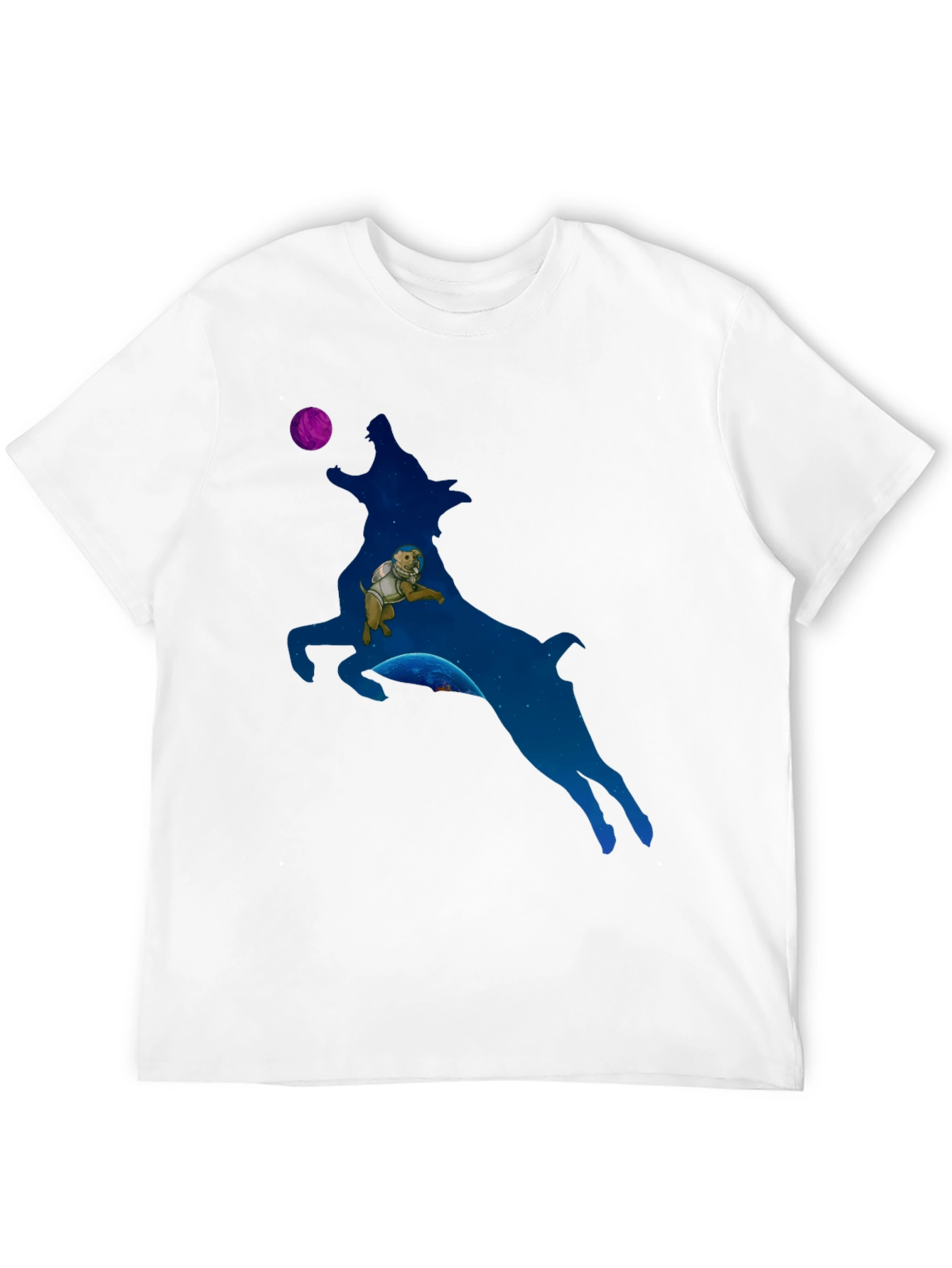 Astronaut Dog in Wolf Galaxy T-Shirt