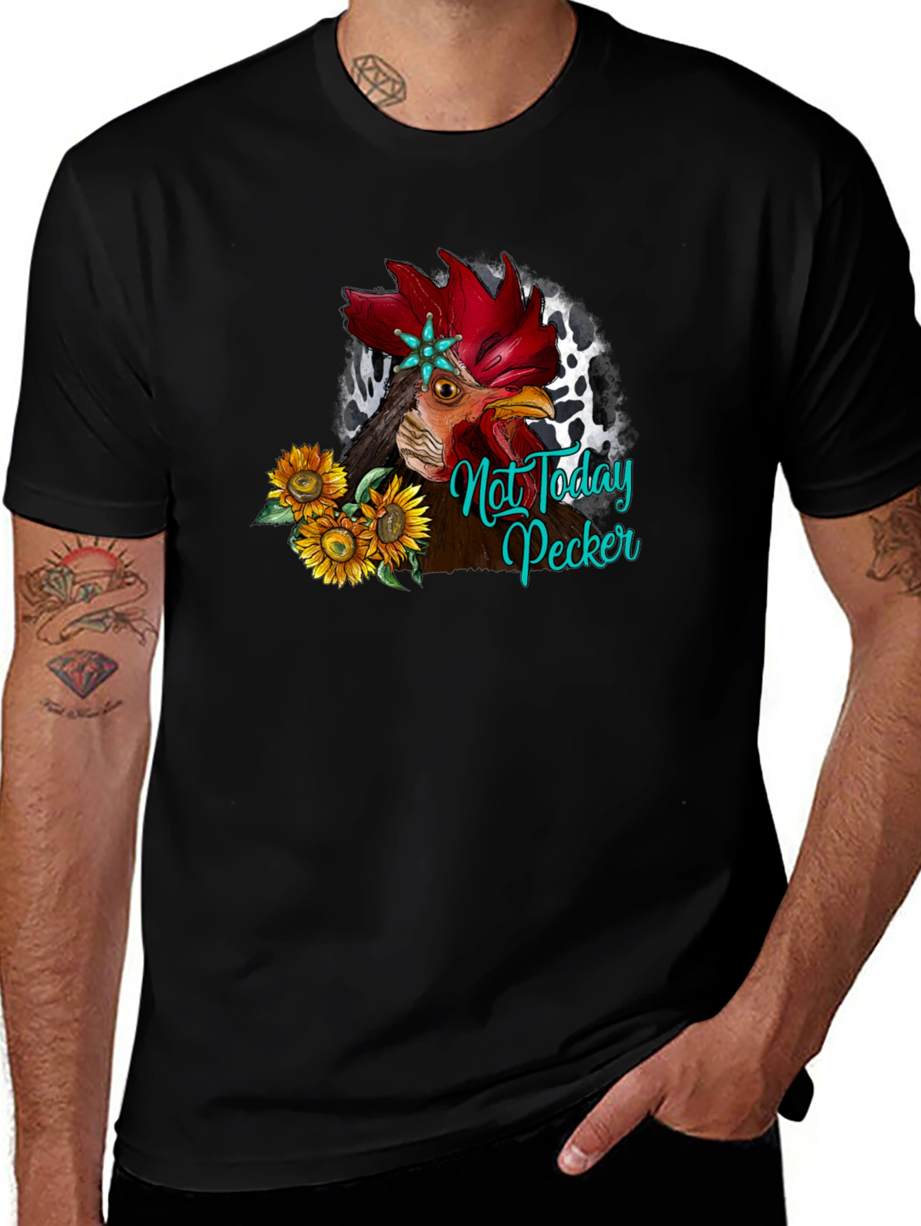 Not Today Pecker Rooster Graphic T-Shirt