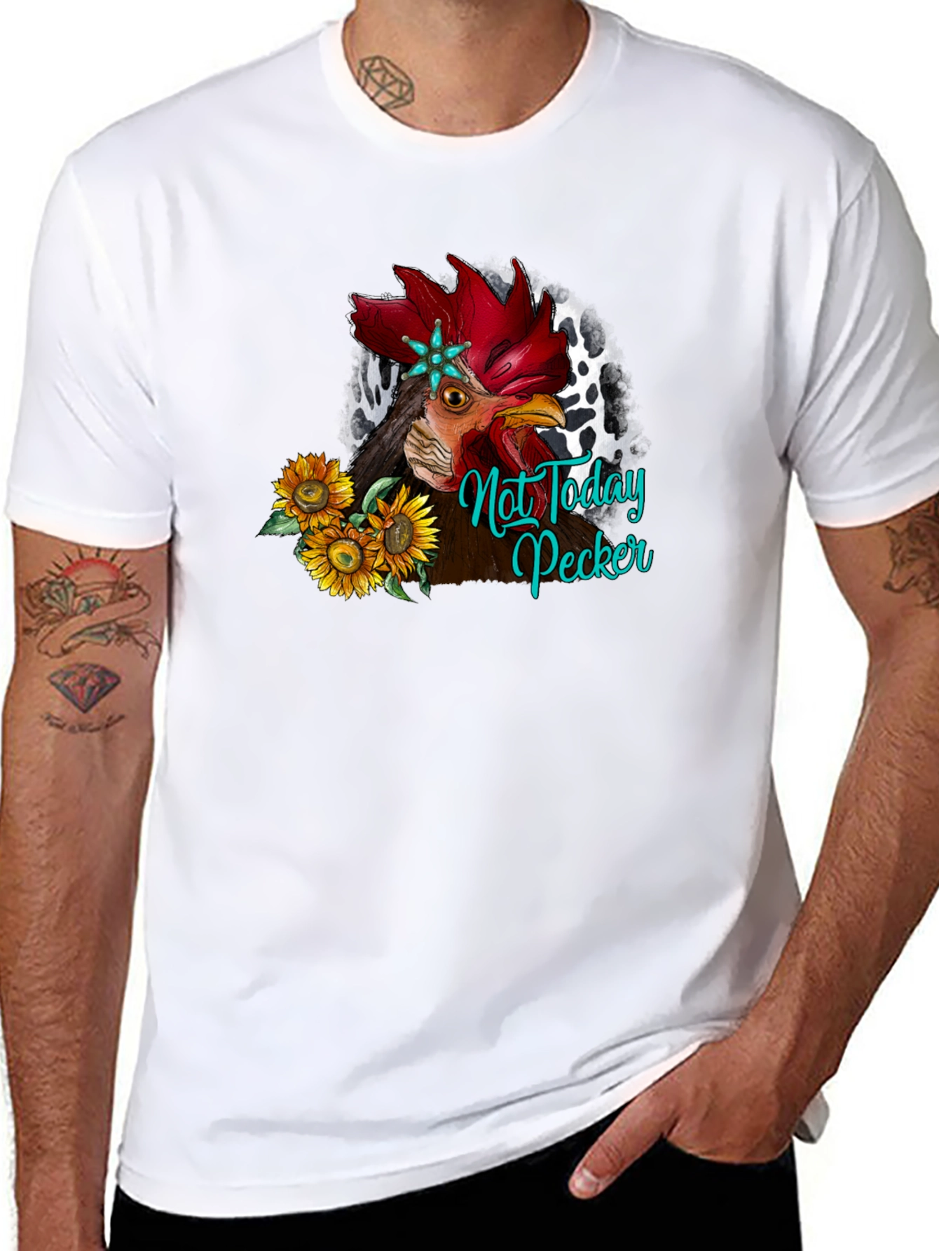 Not Today Pecker Rooster Graphic T-Shirt