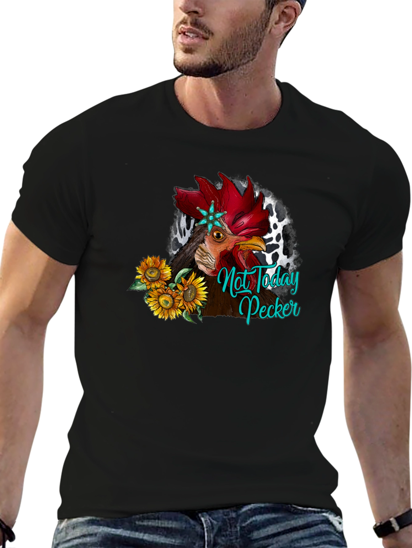 Not Today Pecker Rooster Graphic T-Shirt