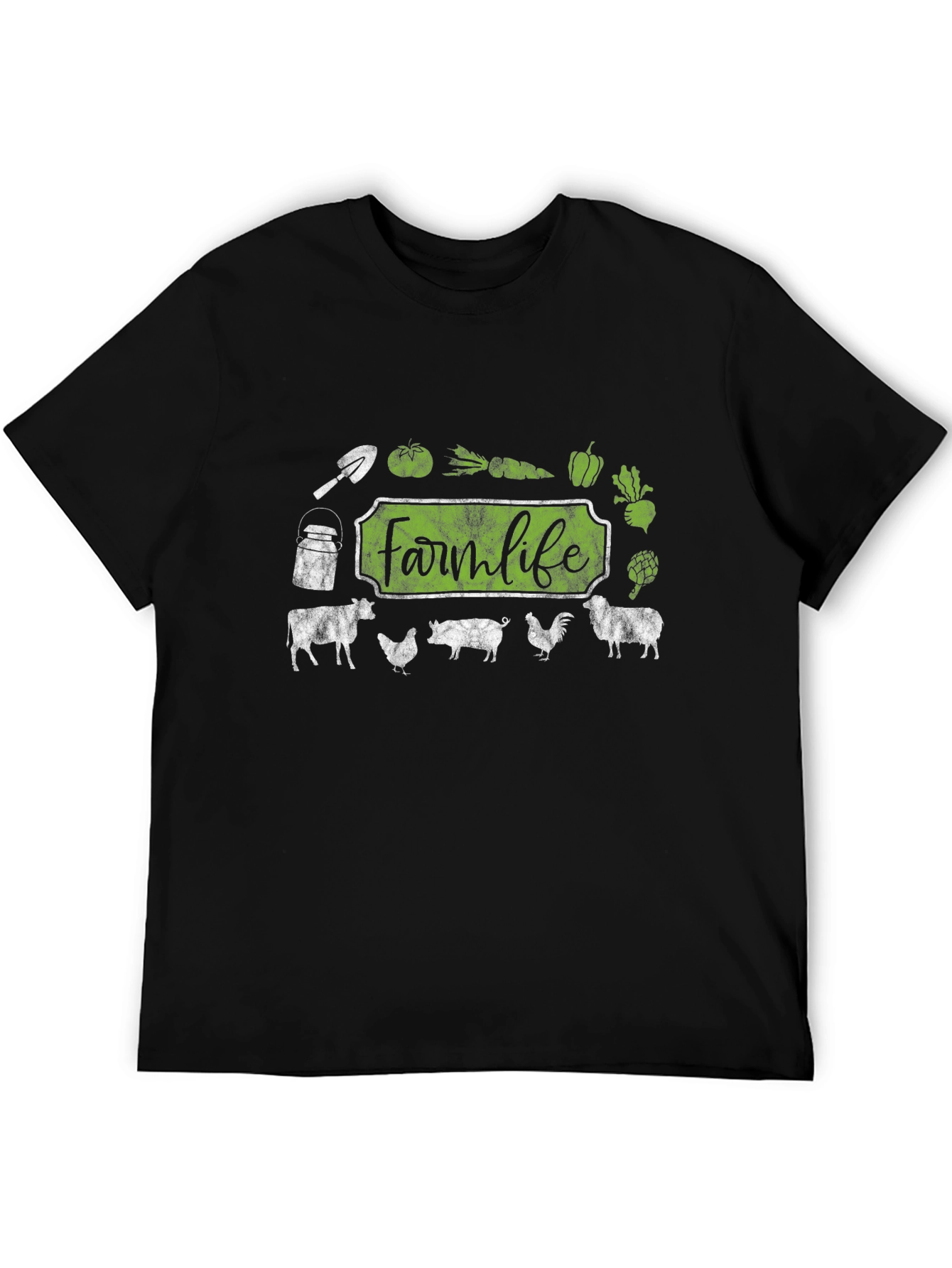 Farm Life Graphic Tee - Black Cotton T-Shirt