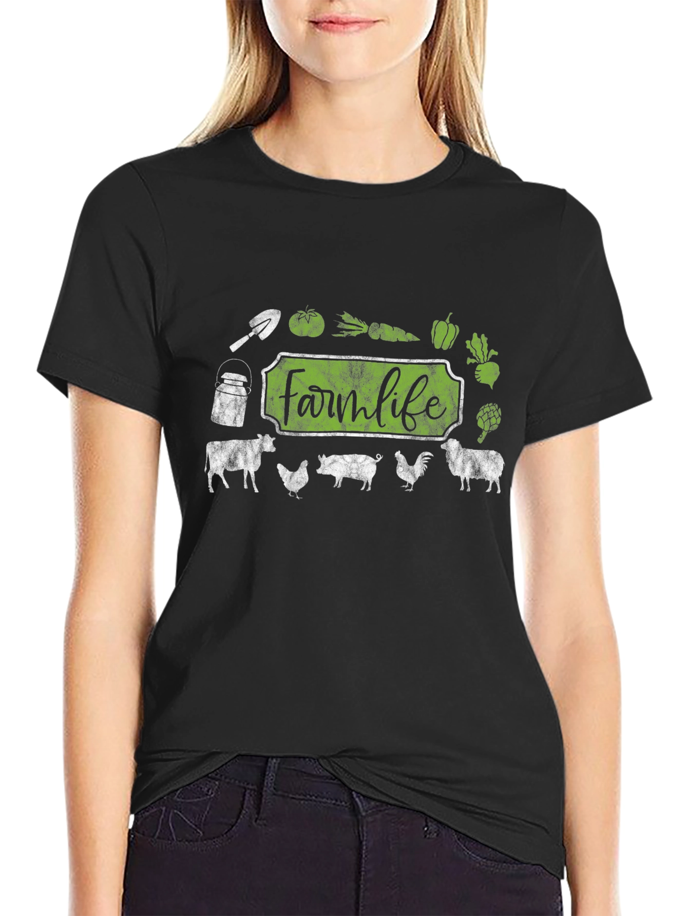 Farm Life Graphic Tee - Black Cotton T-Shirt