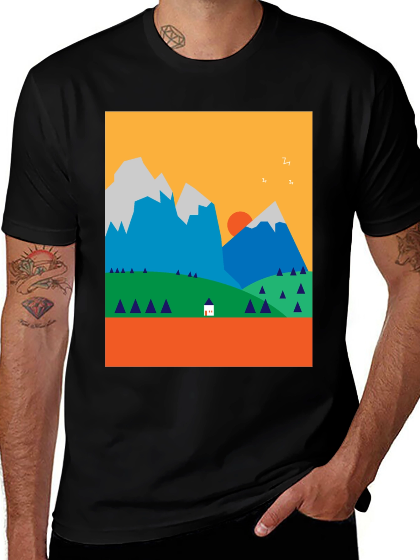 Geometric Mountain Landscape Tee