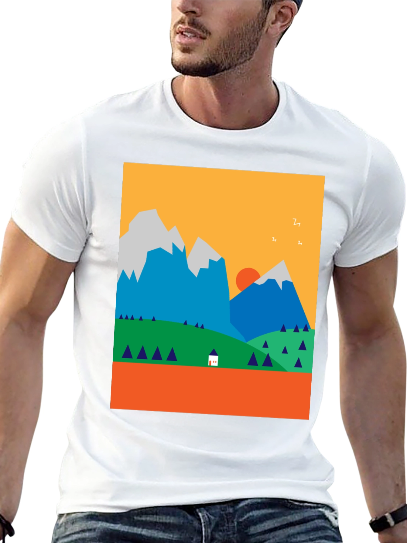 Geometric Mountain Landscape Tee