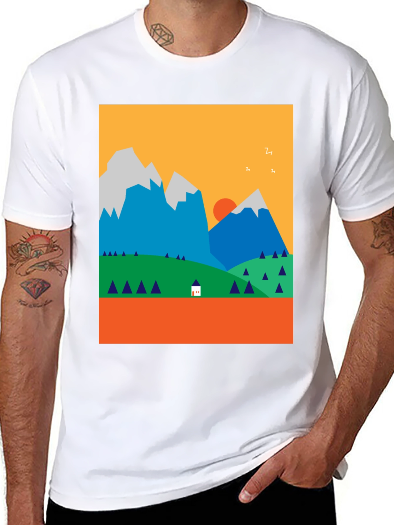Geometric Mountain Landscape Tee