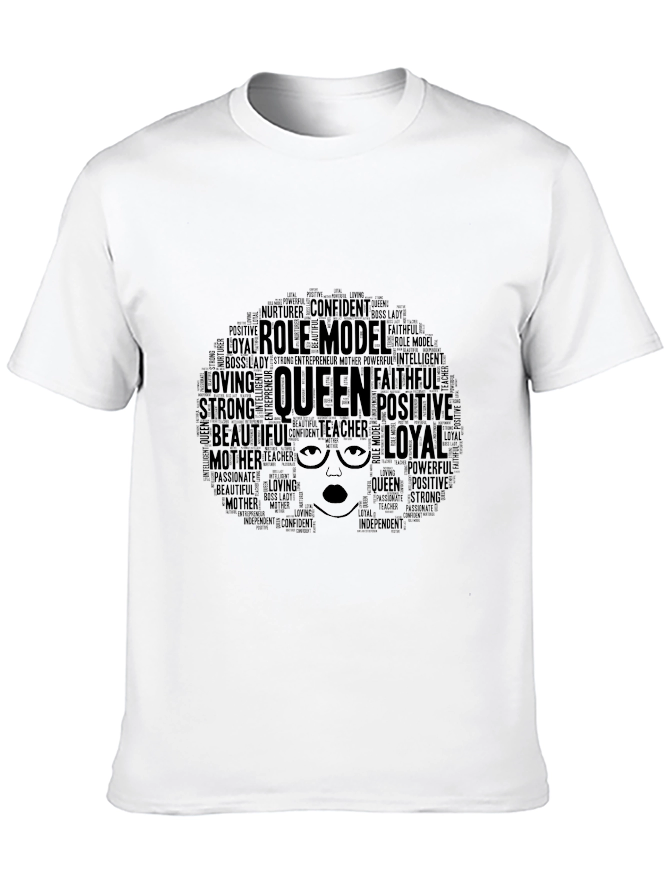 Queen Word Art T-Shirt - Empowering Black Tee