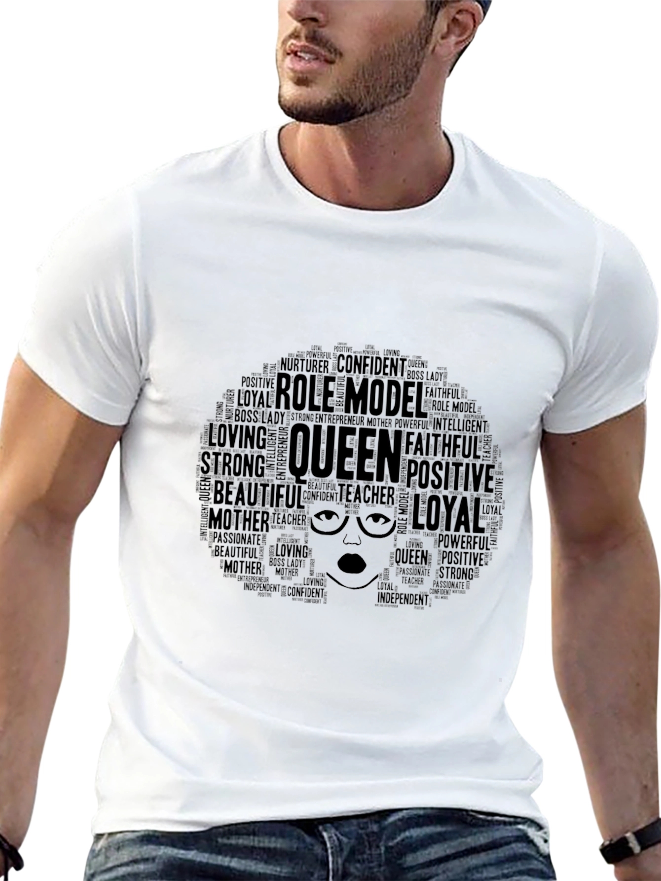 Queen Word Art T-Shirt - Empowering Black Tee