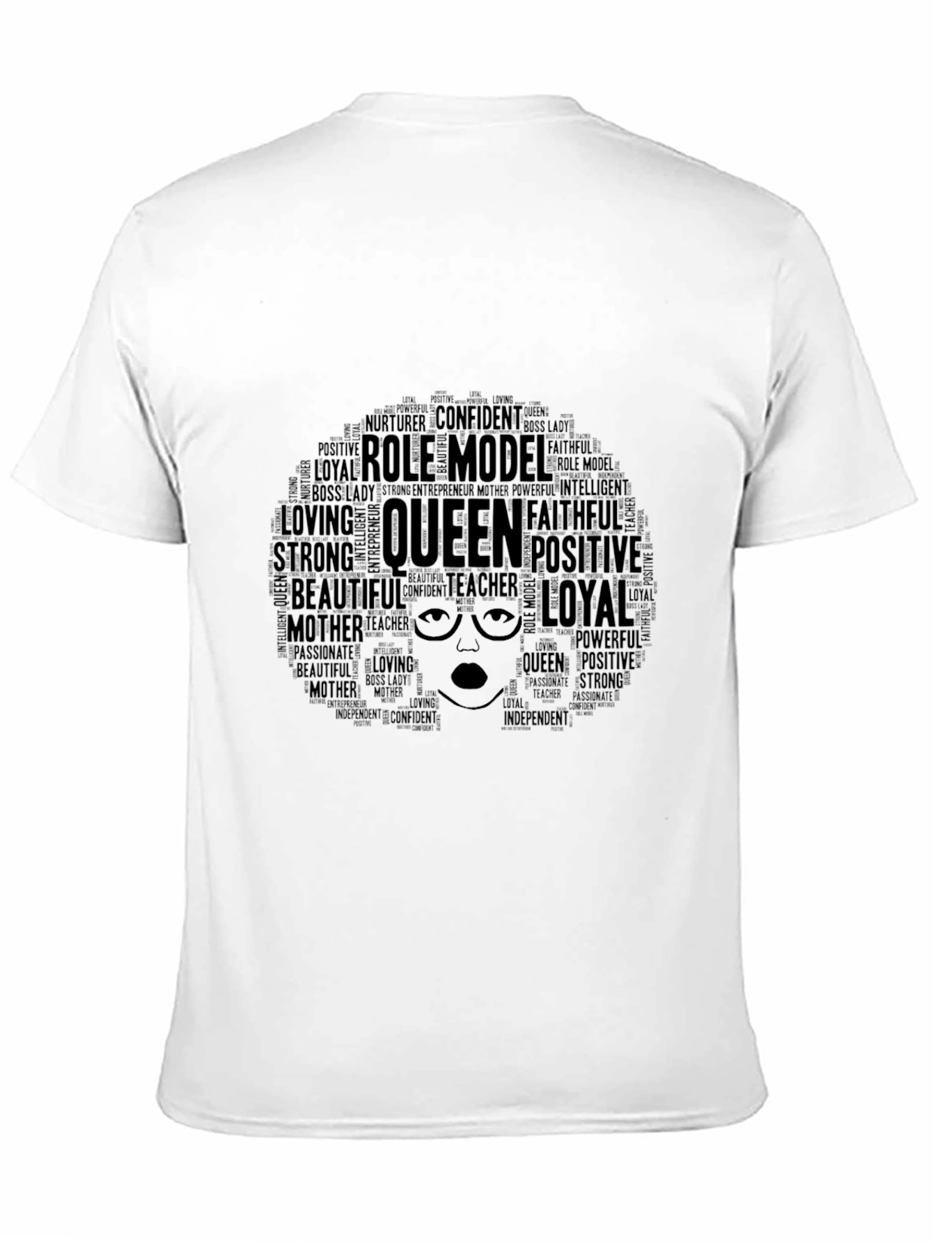 Queen Word Art T-Shirt - Empowering Black Tee